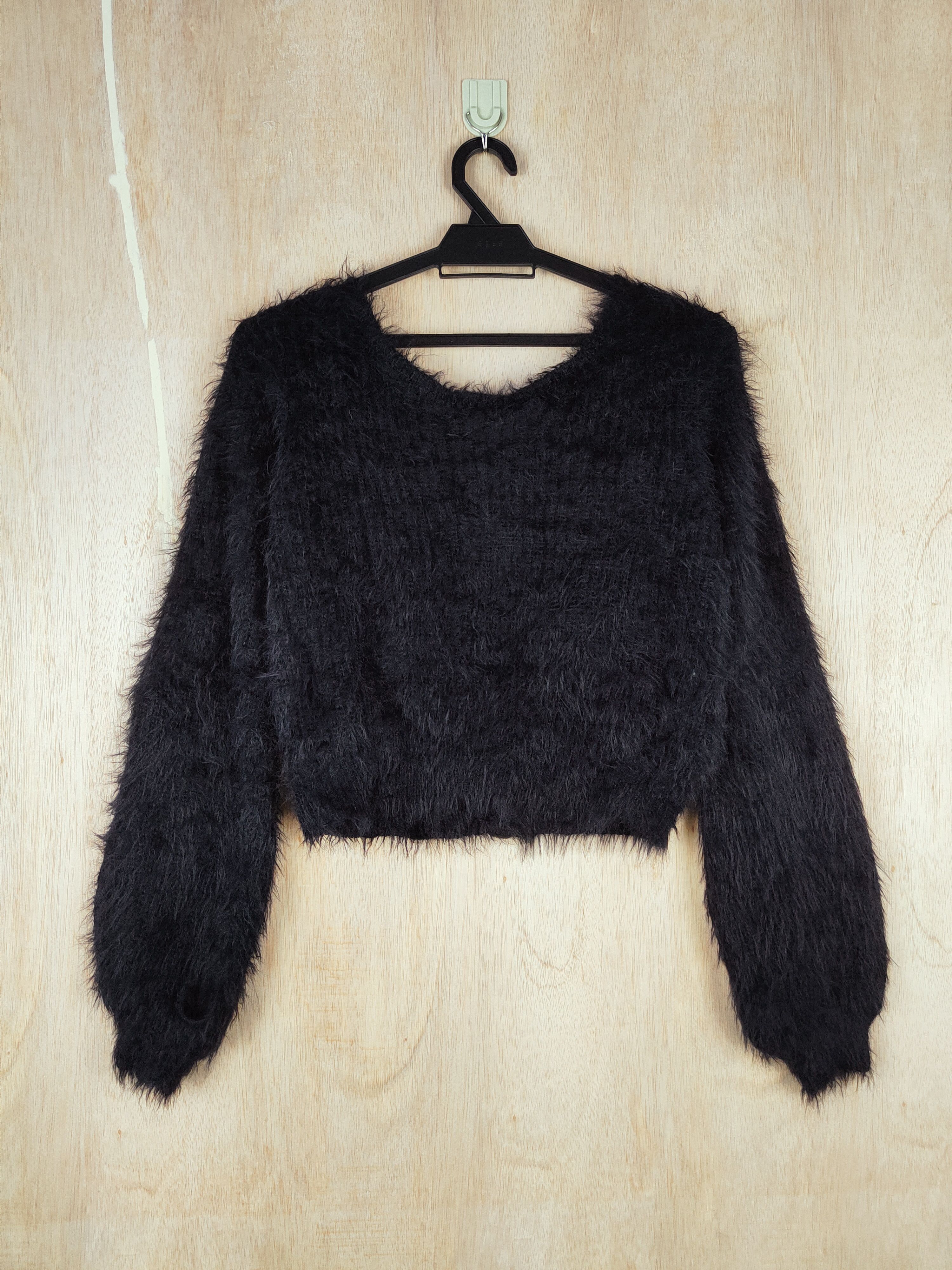 Homespun Knitwear Resexy Black Shag Shaggy Fur Mohair Knitwear #S288 Size M / US 6-8 / IT 42-44 - 5 Thumbnail