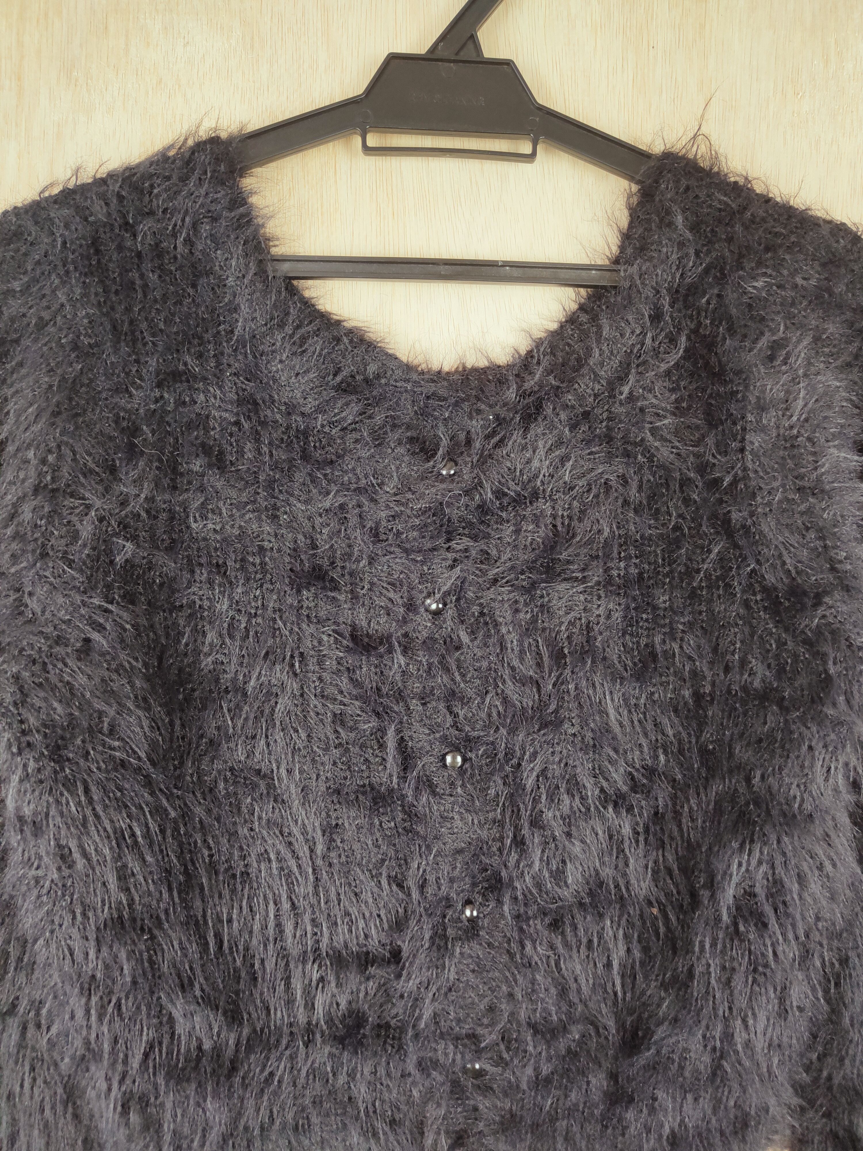 Homespun Knitwear Resexy Black Shag Shaggy Fur Mohair Knitwear #S288 Size M / US 6-8 / IT 42-44 - 2 Thumbnail