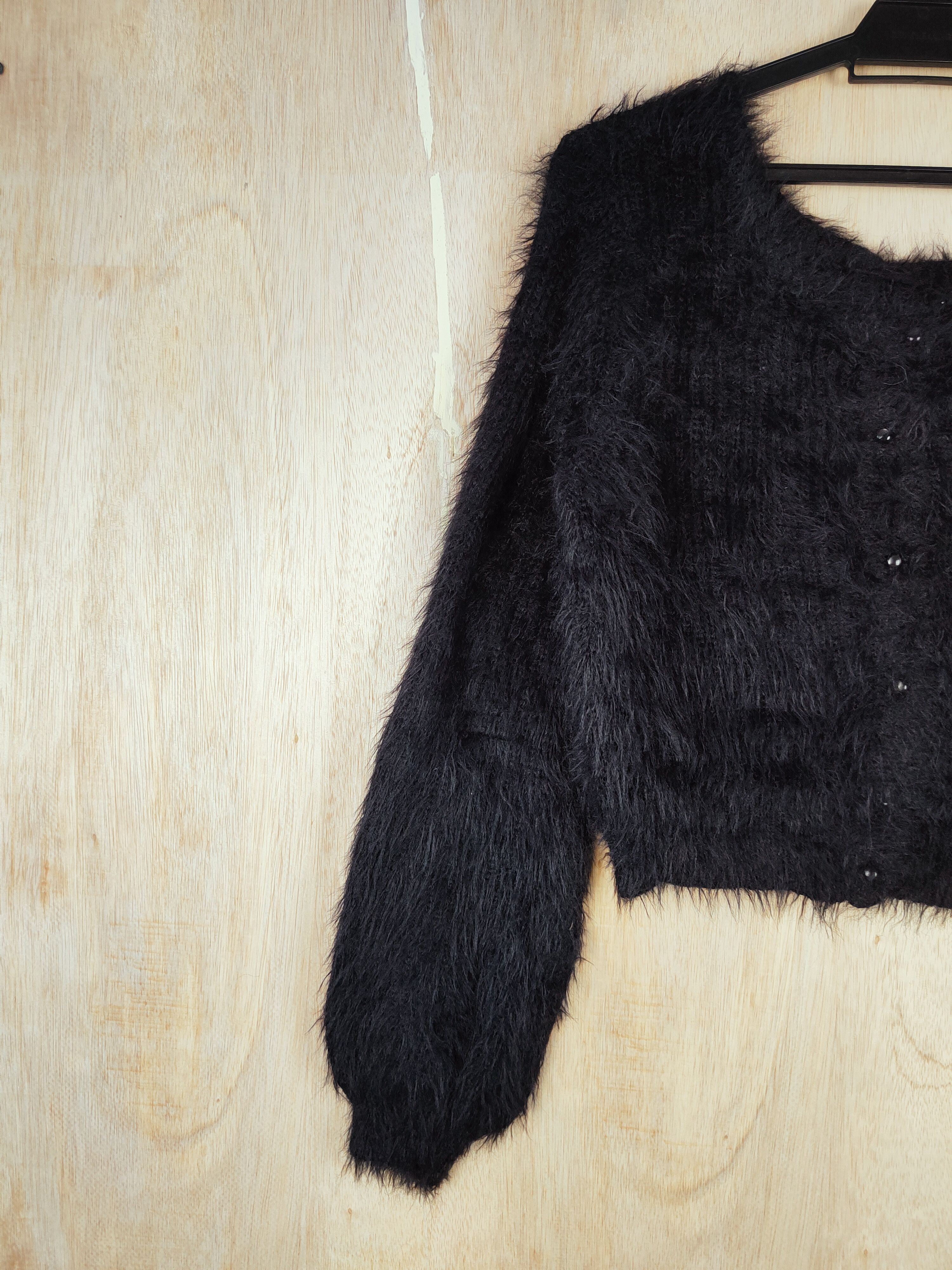 Homespun Knitwear Resexy Black Shag Shaggy Fur Mohair Knitwear #S288 Size M / US 6-8 / IT 42-44 - 3 Thumbnail