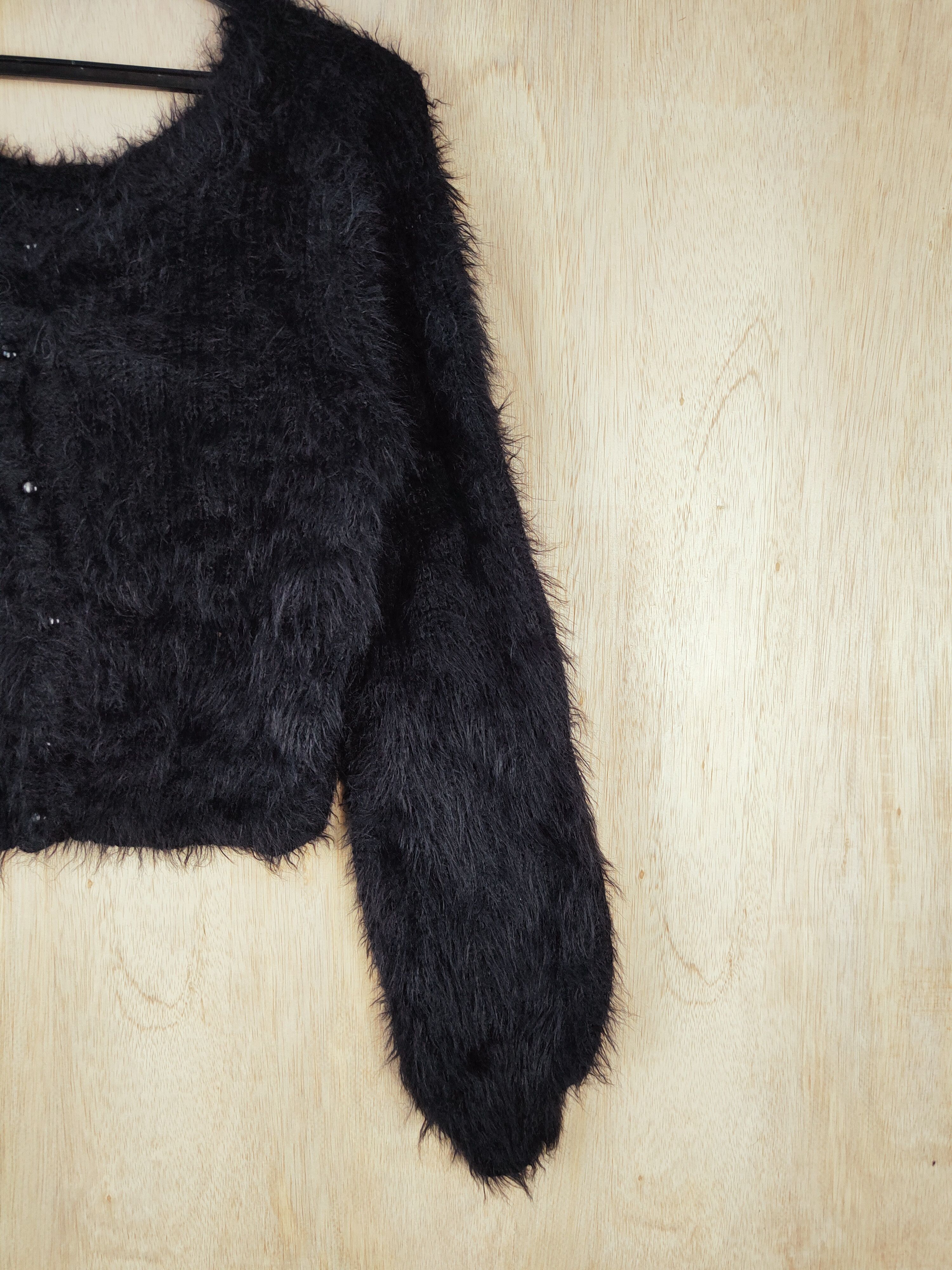 Homespun Knitwear Resexy Black Shag Shaggy Fur Mohair Knitwear #S288 Size M / US 6-8 / IT 42-44 - 4 Thumbnail