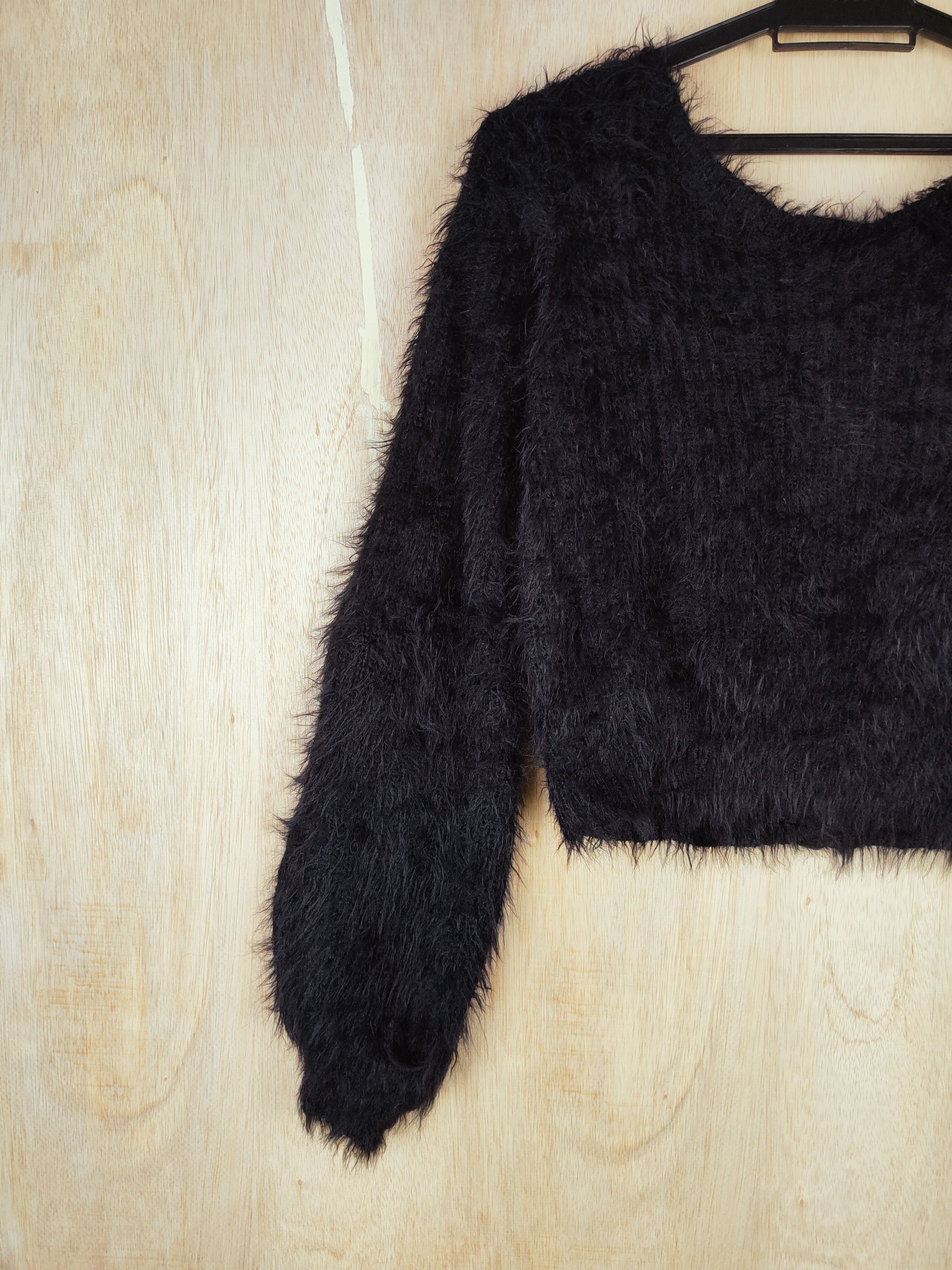Homespun Knitwear Resexy Black Shag Shaggy Fur Mohair Knitwear #S288 Size M / US 6-8 / IT 42-44 - 6 Thumbnail