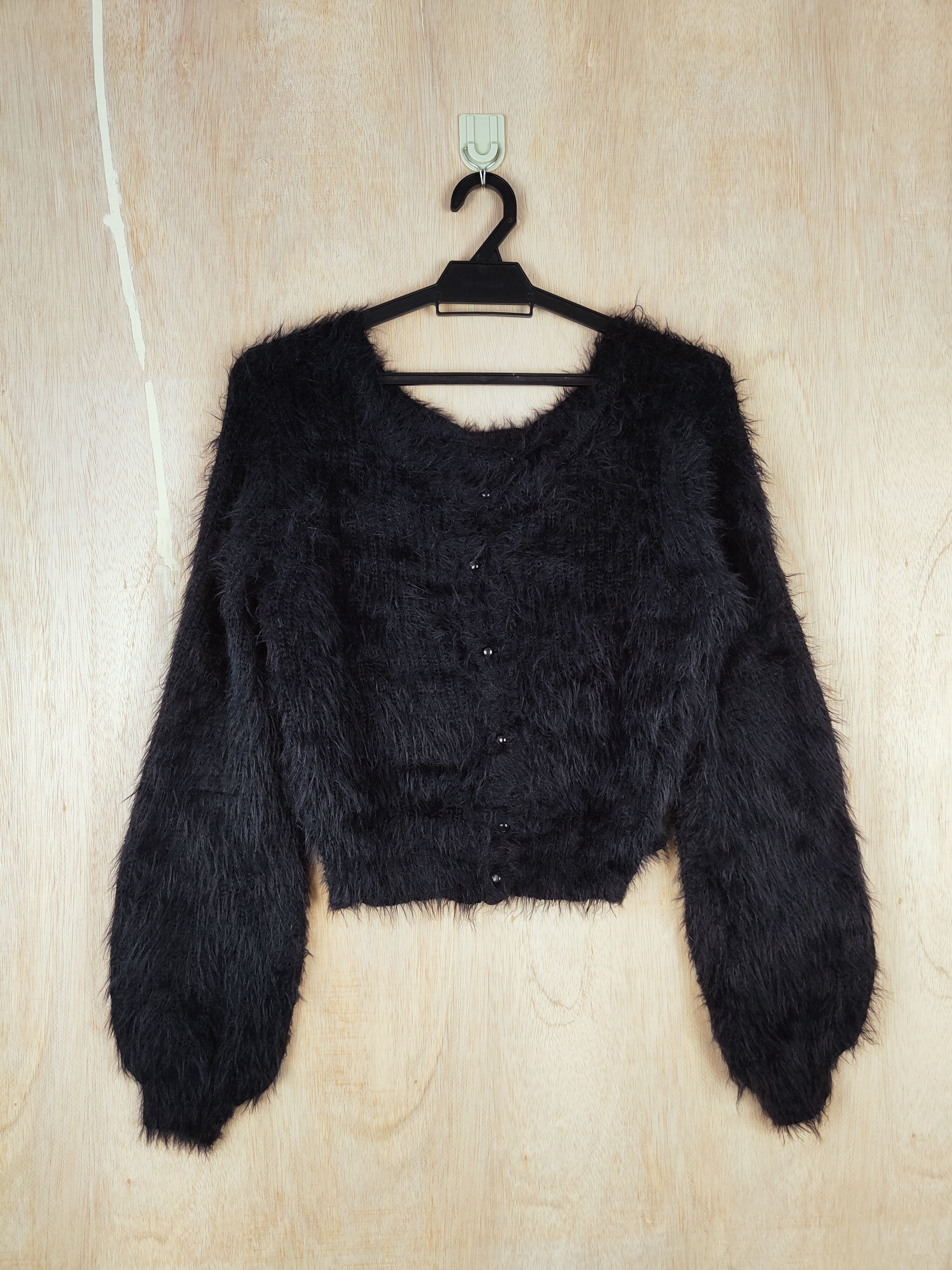 Homespun Knitwear Resexy Black Shag Shaggy Fur Mohair Knitwear #S288 Size M / US 6-8 / IT 42-44 - 1 Thumbnail