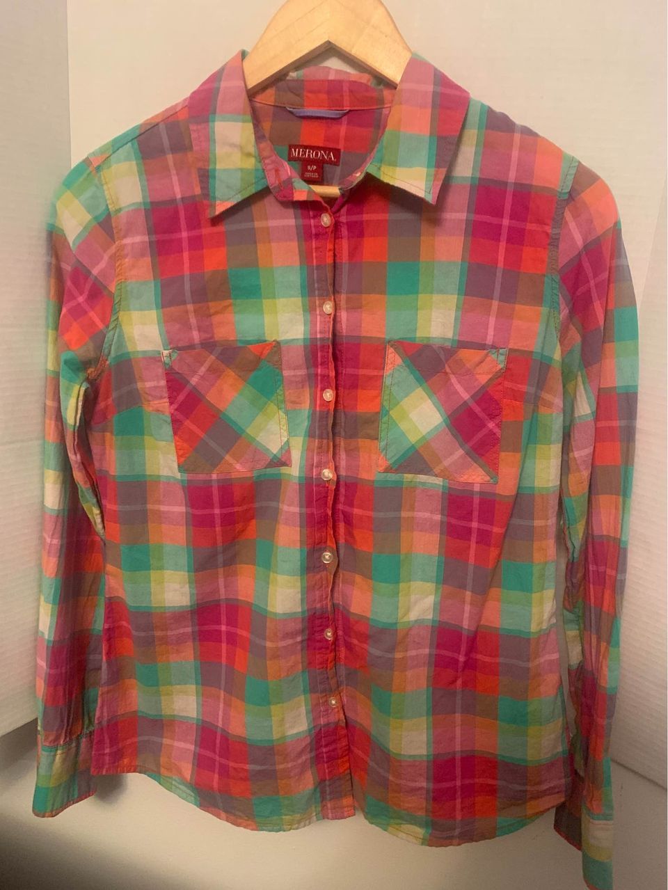 Chemise à Manches Longues à Carreaux MERONA Taille L - Occasion Très Bon état, Style Button-down