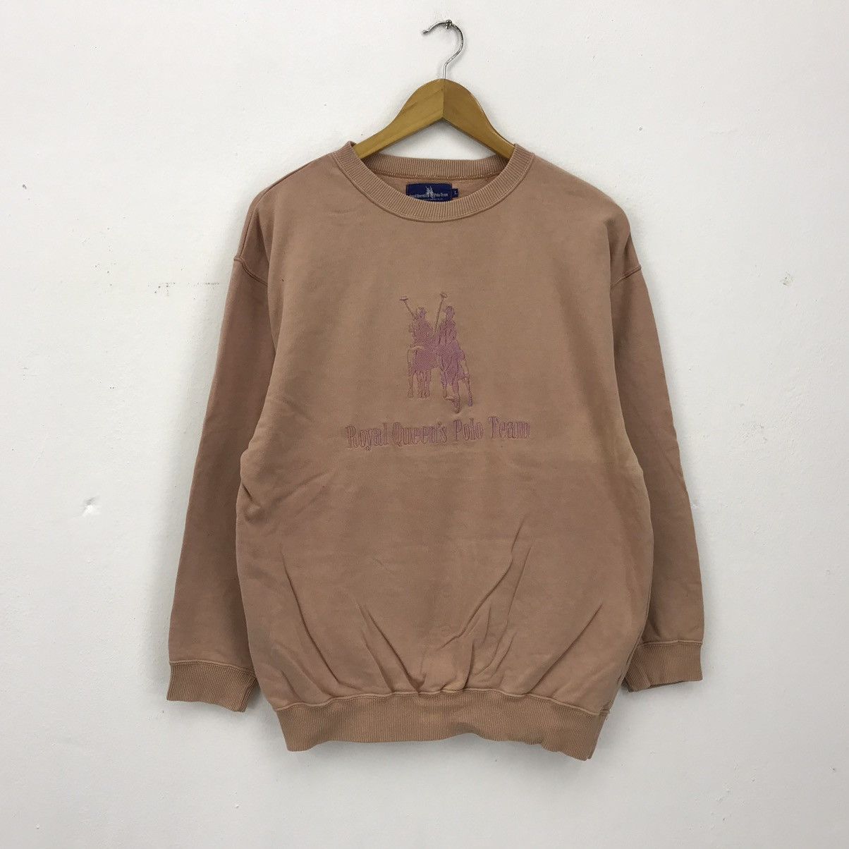 Faded Royal Queens Polo Club Sweatshirt Embroidery Logo