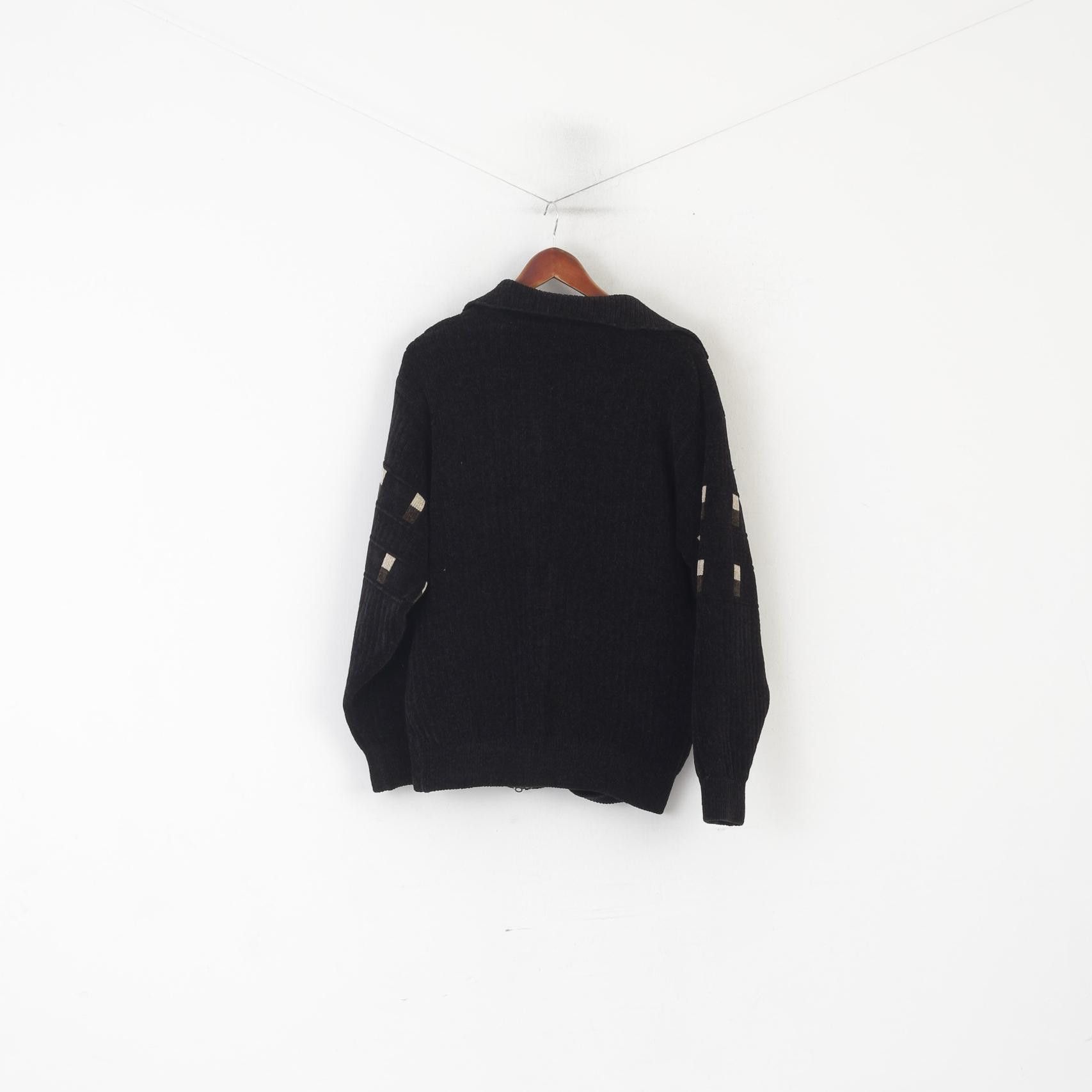 Vintage Nihat Trico CNR Men L Cardigan Black Chenille Wool 6230 Size US L / EU 52-54 / 3 - 7 Thumbnail