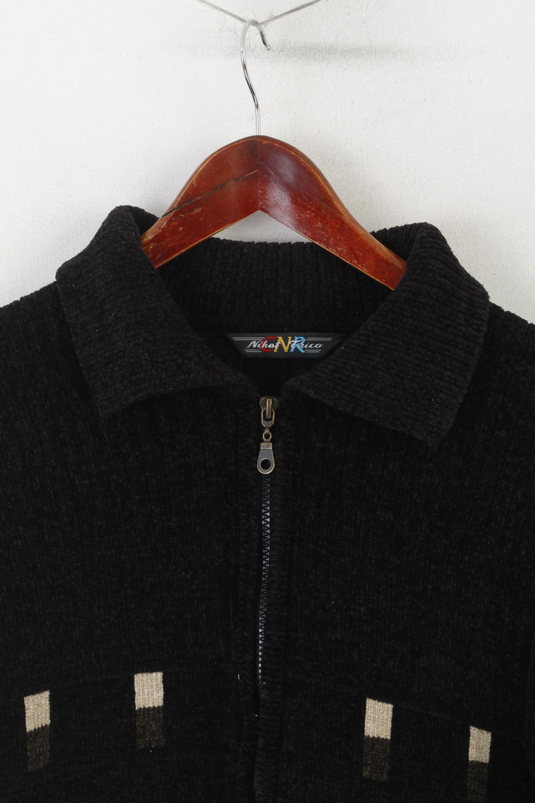 Vintage Nihat Trico CNR Men L Cardigan Black Chenille Wool 6230 Size US L / EU 52-54 / 3 - 3 Thumbnail