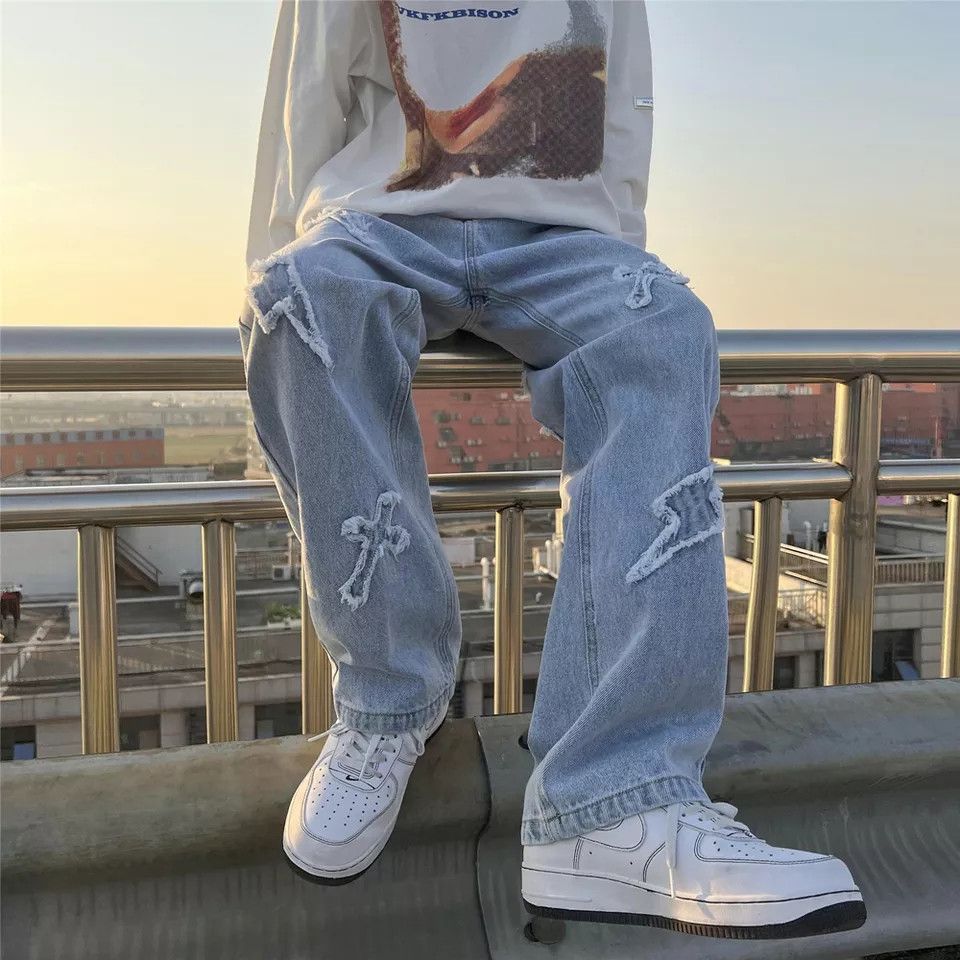 Distressed Patch Jeans