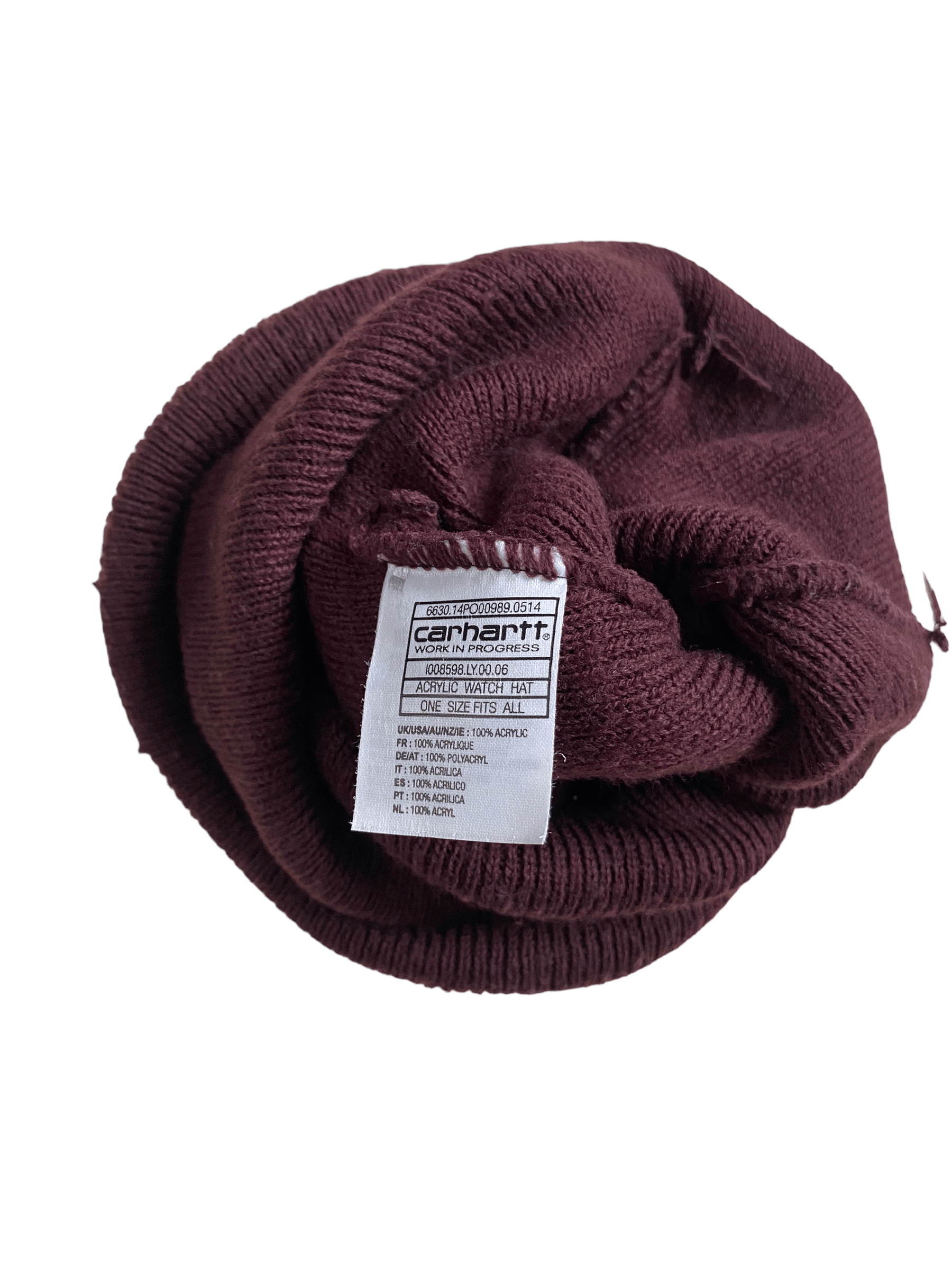 Carhartt × Carhartt Wip × Vintage Beanie burgundy Acrylic watch hat, OS Size ONE SIZE - 3 Thumbnail