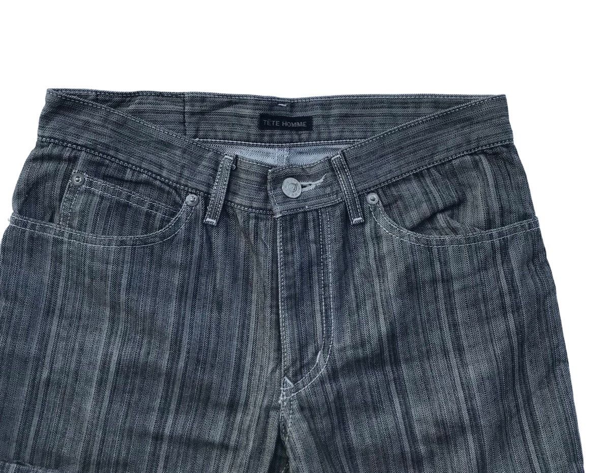 Tete Homme Tete Homme Japan Designer Stripe Bell Bottom Denim Pants Size US 29 - 2 Thumbnail