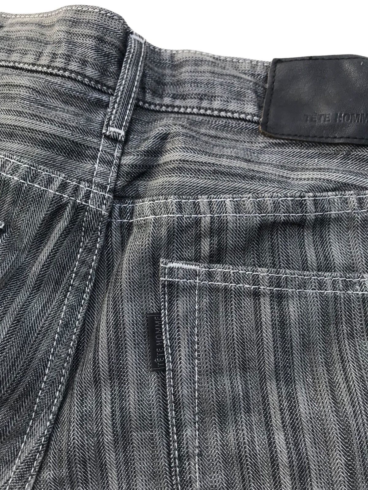 Tete Homme Tete Homme Japan Designer Stripe Bell Bottom Denim Pants Size US 29 - 9 Thumbnail