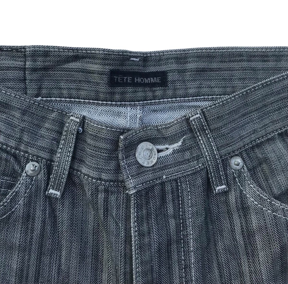 Tete Homme Tete Homme Japan Designer Stripe Bell Bottom Denim Pants Size US 29 - 3 Thumbnail