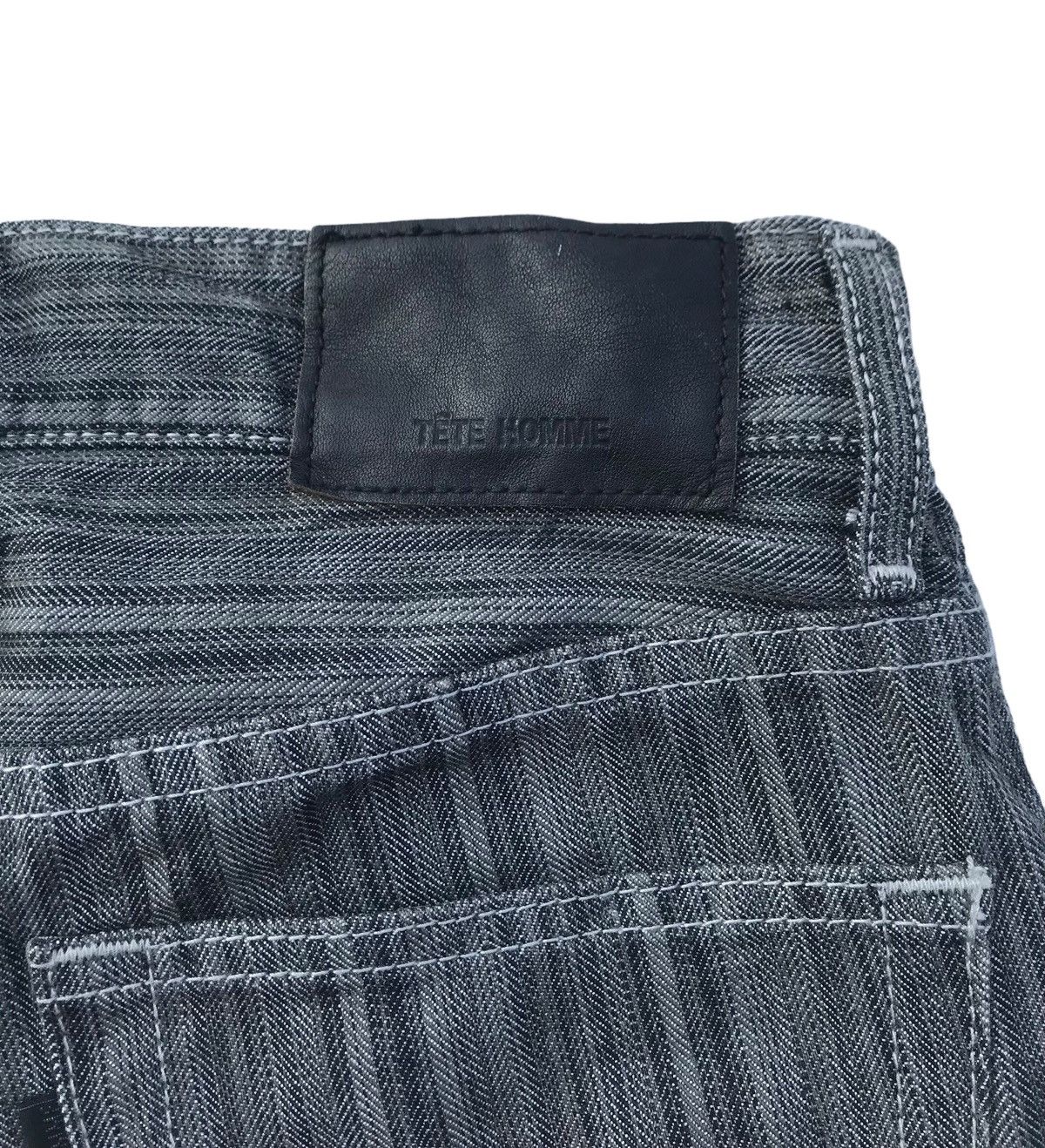 Tete Homme Tete Homme Japan Designer Stripe Bell Bottom Denim Pants Size US 29 - 8 Thumbnail