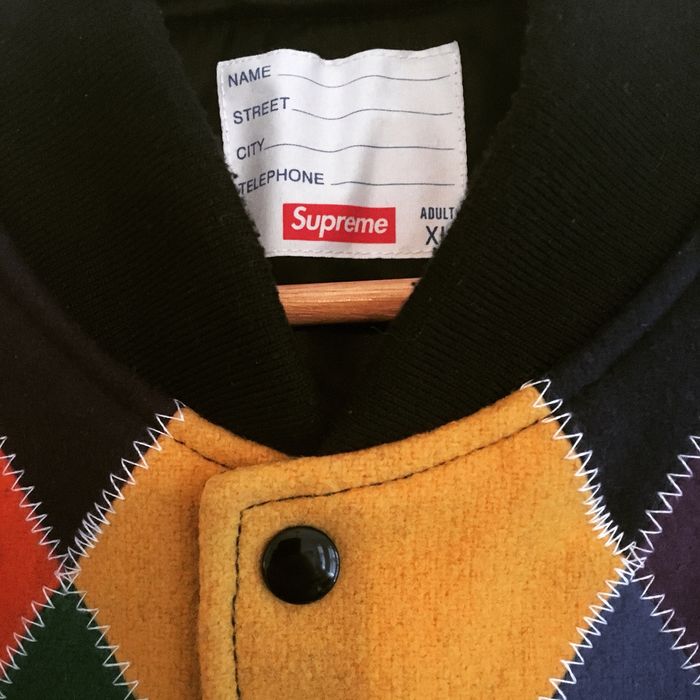 Supreme harlequin outlet wool varsity jacket