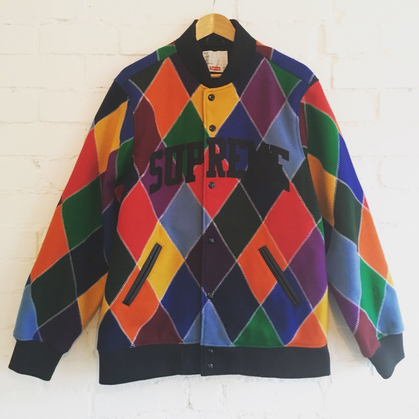 Supreme Harlequin Wool Varsity Jacket | Grailed