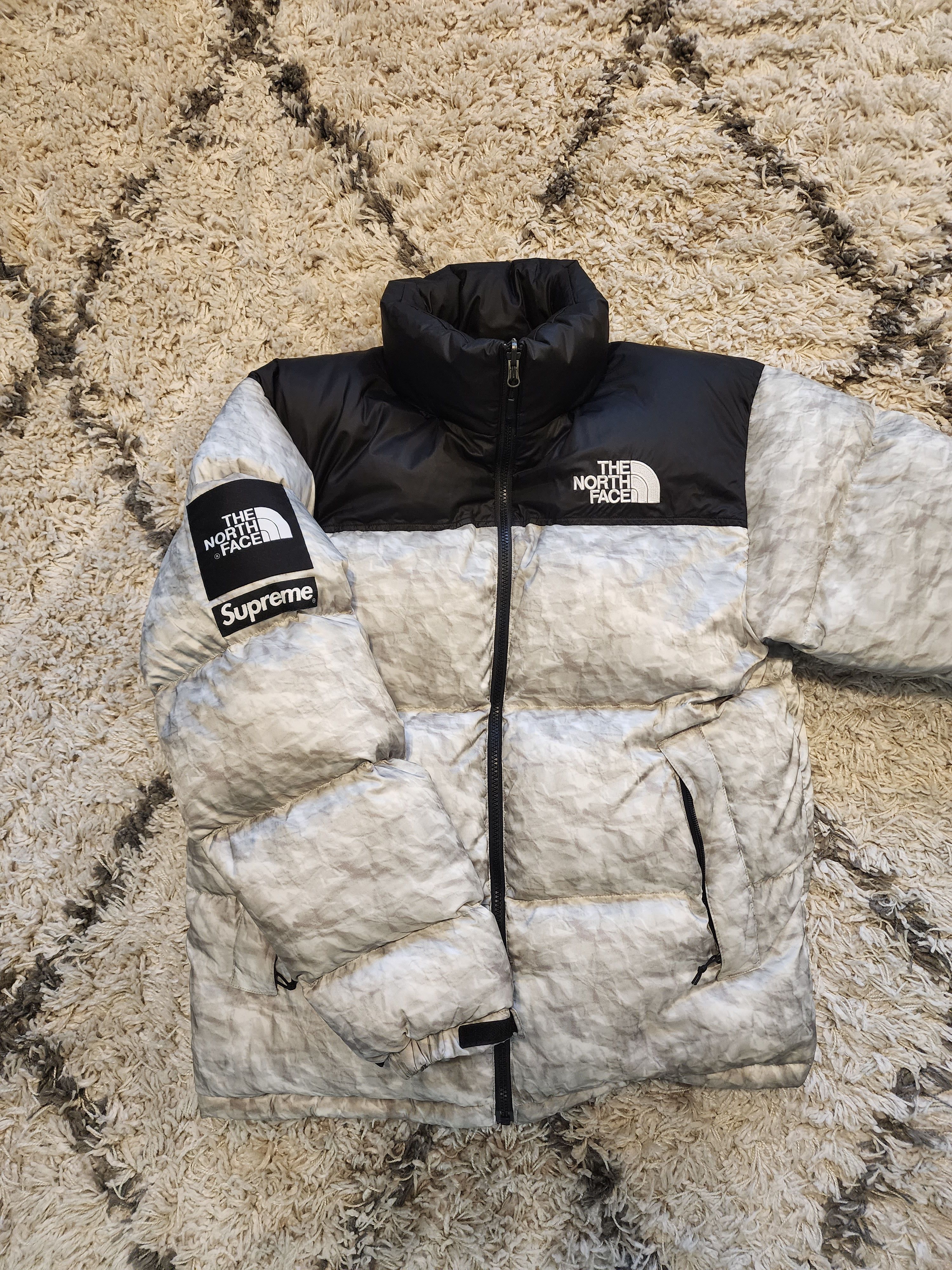 Supreme The North Face Paper Print Nuptse Jacket | Grailed