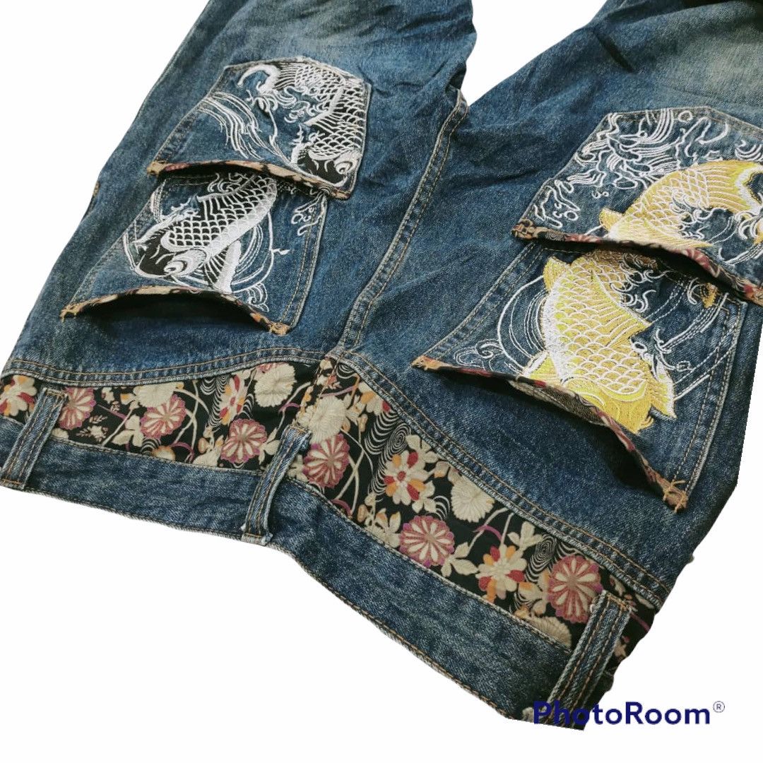 Japanese Brand × Vintage Grailed🔥 MEMORY SPECIAL Sukajan Japanese Koi Fish Size US 31 - 5 Thumbnail