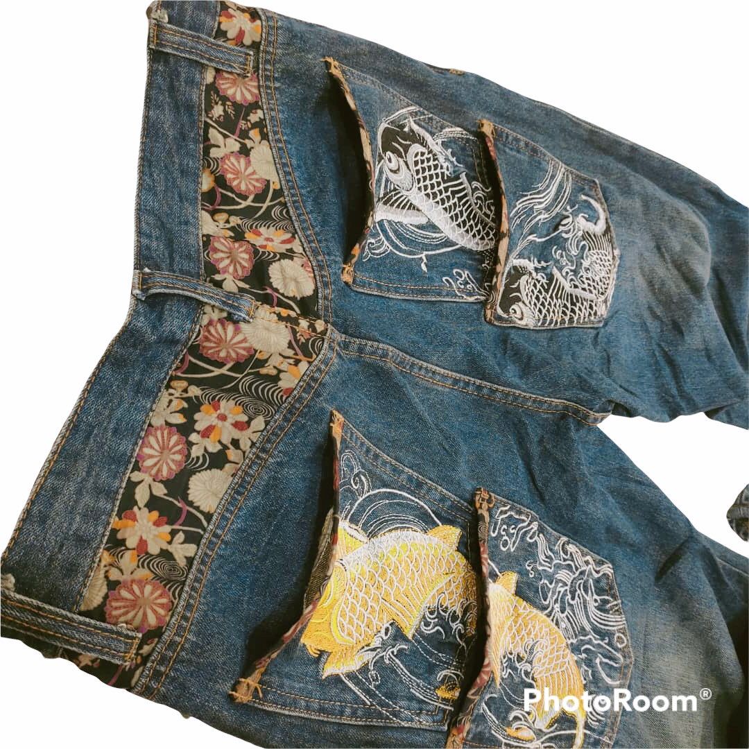 Japanese Brand × Vintage Grailed🔥 MEMORY SPECIAL Sukajan Japanese Koi Fish Size US 31 - 6 Thumbnail