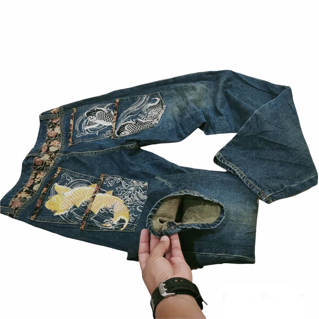 Japanese Brand × Vintage Grailed🔥 MEMORY SPECIAL Sukajan Japanese Koi Fish Size US 31 - 3 Thumbnail