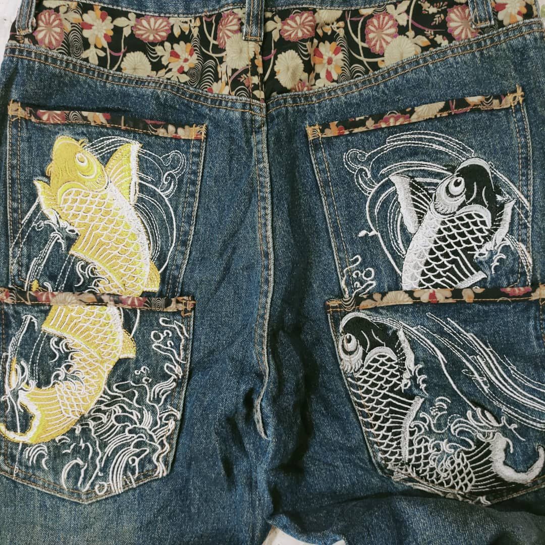 Japanese Brand × Vintage Grailed🔥 MEMORY SPECIAL Sukajan Japanese Koi Fish Size US 31 - 12 Thumbnail