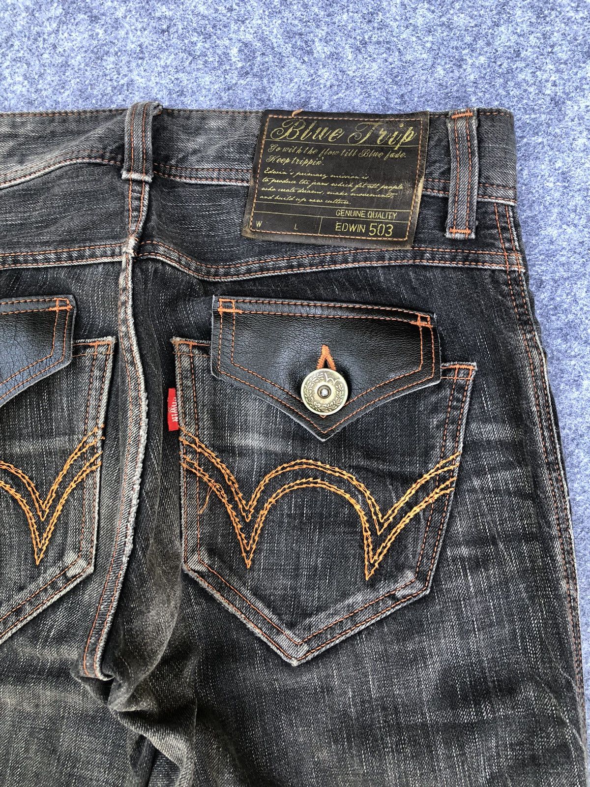 Edwin Rare🔥Japanese Edwin 503 Blue Trip Denim Jeans Size US 31 - 5 Thumbnail