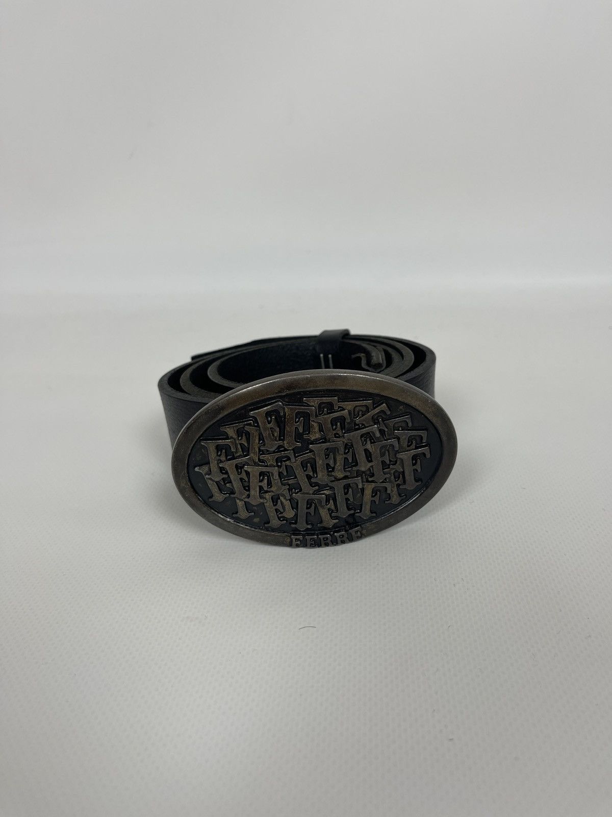 Ferre Ferre Gianfranco black leather steel belt size 110 cm Size ONE SIZE - 1 Thumbnail