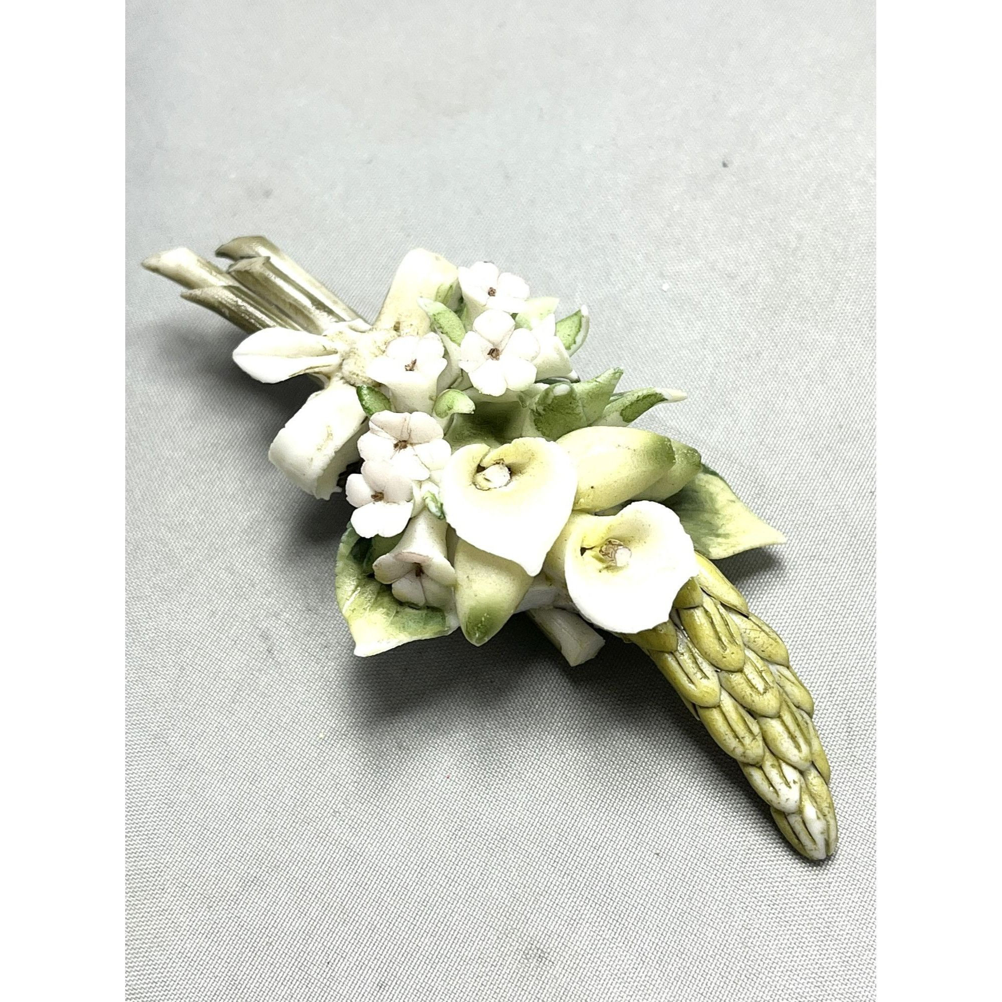 Vintage Flower Bouquet Bow Brooch Pin