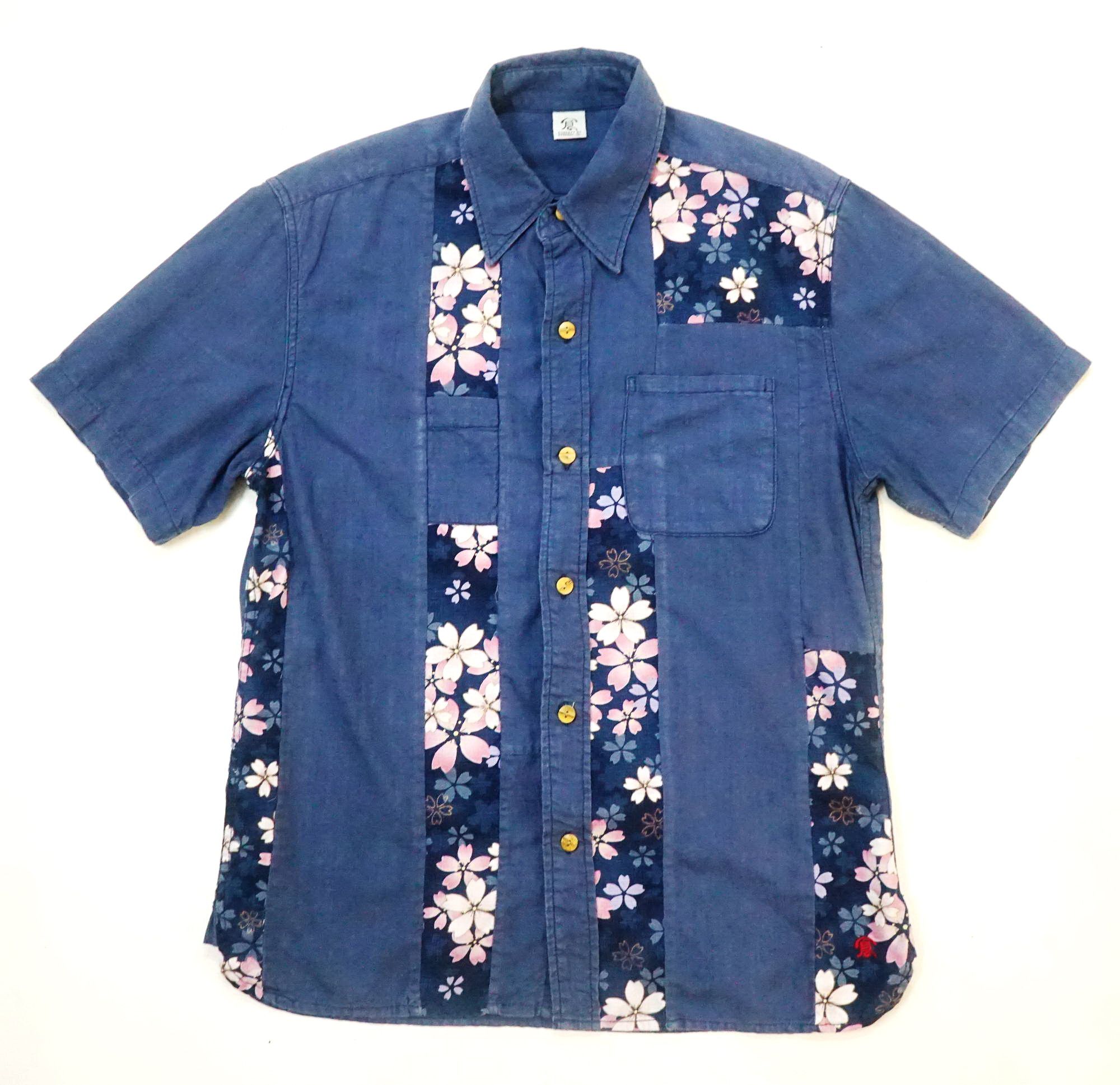 image of Aloha Wear x Hawaiian Shirt Concept By Eternal Patchwork Hawaiian Shirt in Navy, Men's (Size Medium