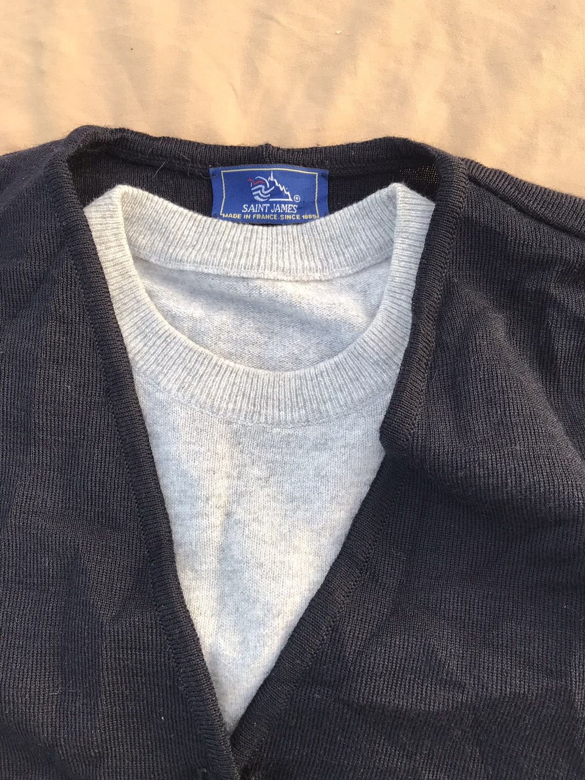 navy SAINT JAMES MADE IN FRANCE cardigan pure wool