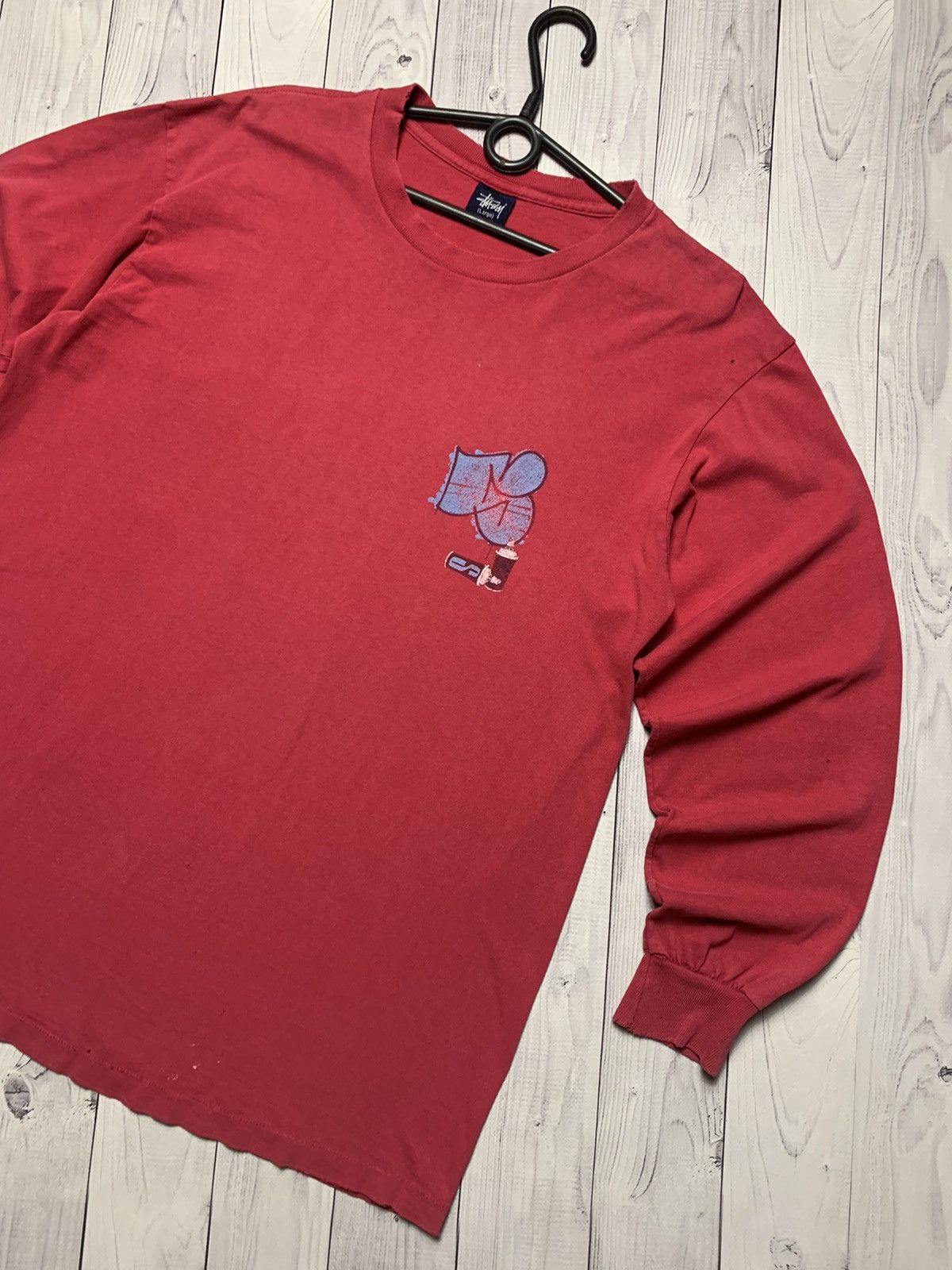 Stussy × Vintage Vintage Stussy USA long sleeve big logo rare distressed L Size US L / EU 52-54 / 3 - 4 Thumbnail