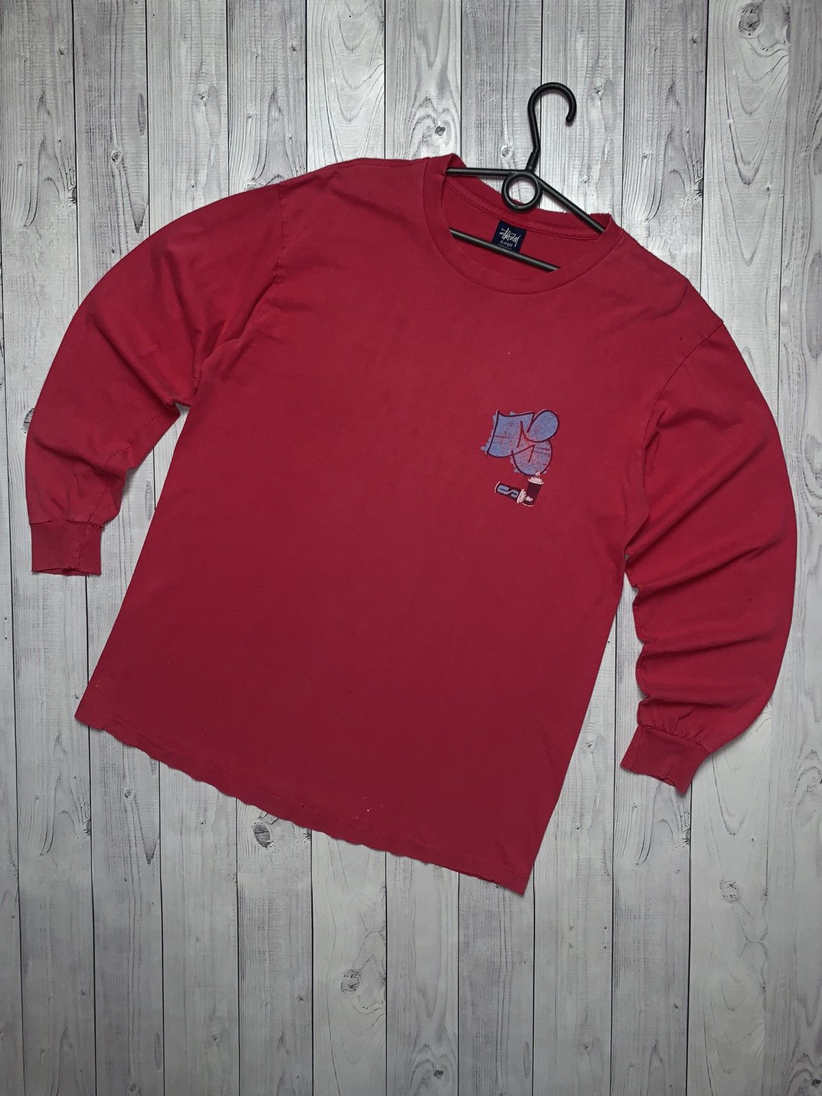 Stussy × Vintage Vintage Stussy USA long sleeve big logo rare distressed L Size US L / EU 52-54 / 3 - 3 Thumbnail