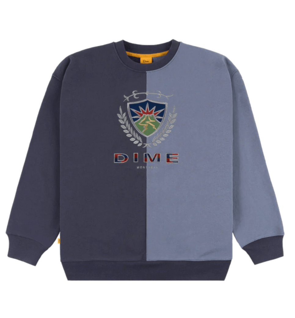 image of Dime Split Crest Crewneck Blue • Xl, Men's