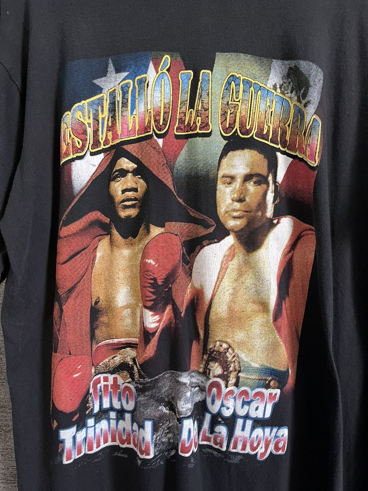 Vintage 1999 De orders La Hoya vs Trinidad Boxing SS T-Shirt: Size XL (24 x 27)