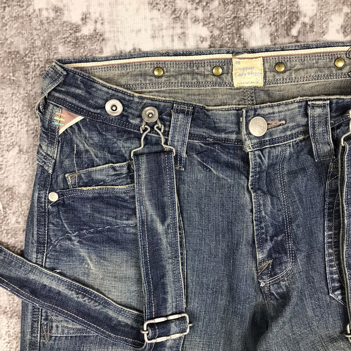 Japanese Brand × Vintage Vintage Brappers Suspender Loose Workwear Style Denim Jeans Size 29" - 4 Thumbnail