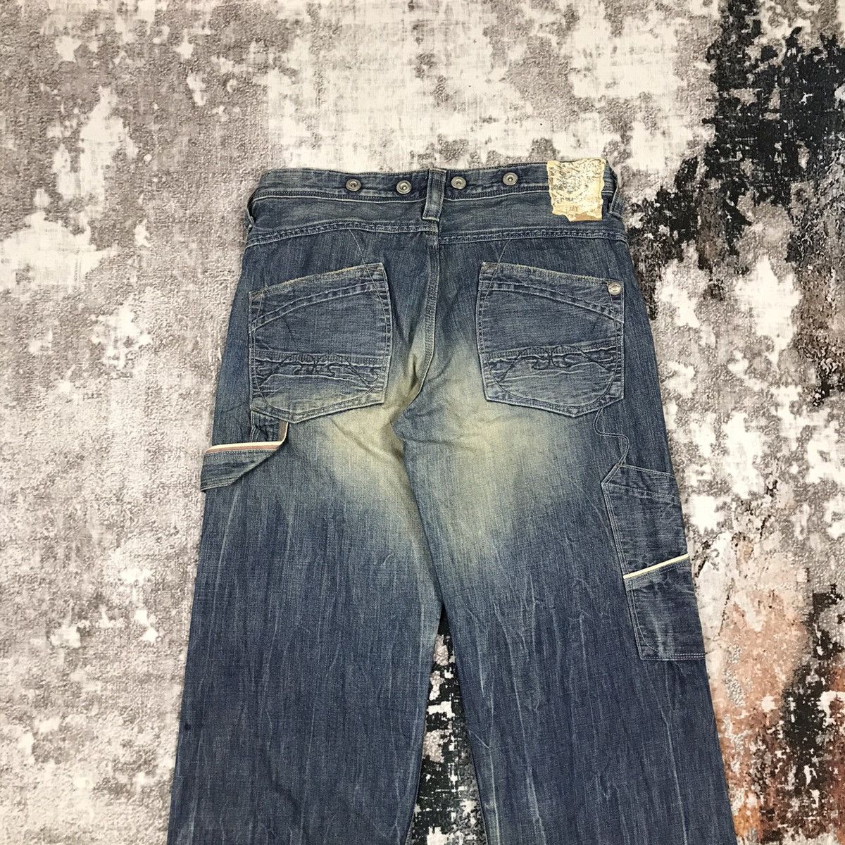 Japanese Brand × Vintage Vintage Brappers Suspender Loose Workwear Style Denim Jeans Size 29" - 8 Thumbnail