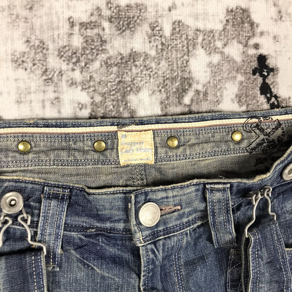 Japanese Brand × Vintage Vintage Brappers Suspender Loose Workwear Style Denim Jeans Size 29" - 5 Thumbnail