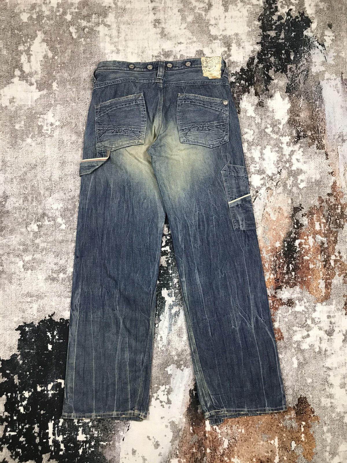 Japanese Brand × Vintage Vintage Brappers Suspender Loose Workwear Style Denim Jeans Size 29" - 7 Thumbnail