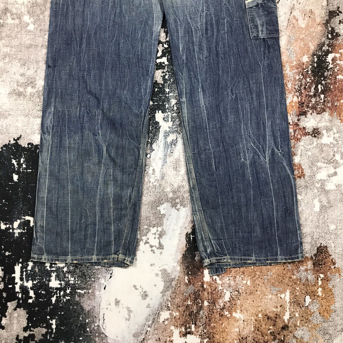 Japanese Brand × Vintage Vintage Brappers Suspender Loose Workwear Style Denim Jeans Size 29" - 12 Thumbnail