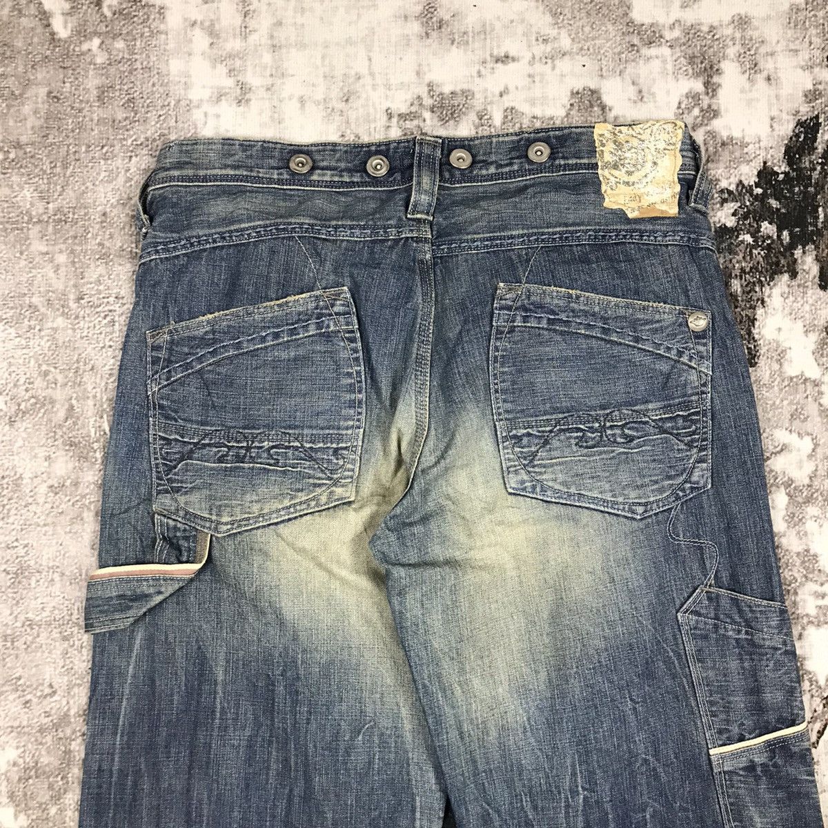 Japanese Brand × Vintage Vintage Brappers Suspender Loose Workwear Style Denim Jeans Size 29" - 9 Thumbnail