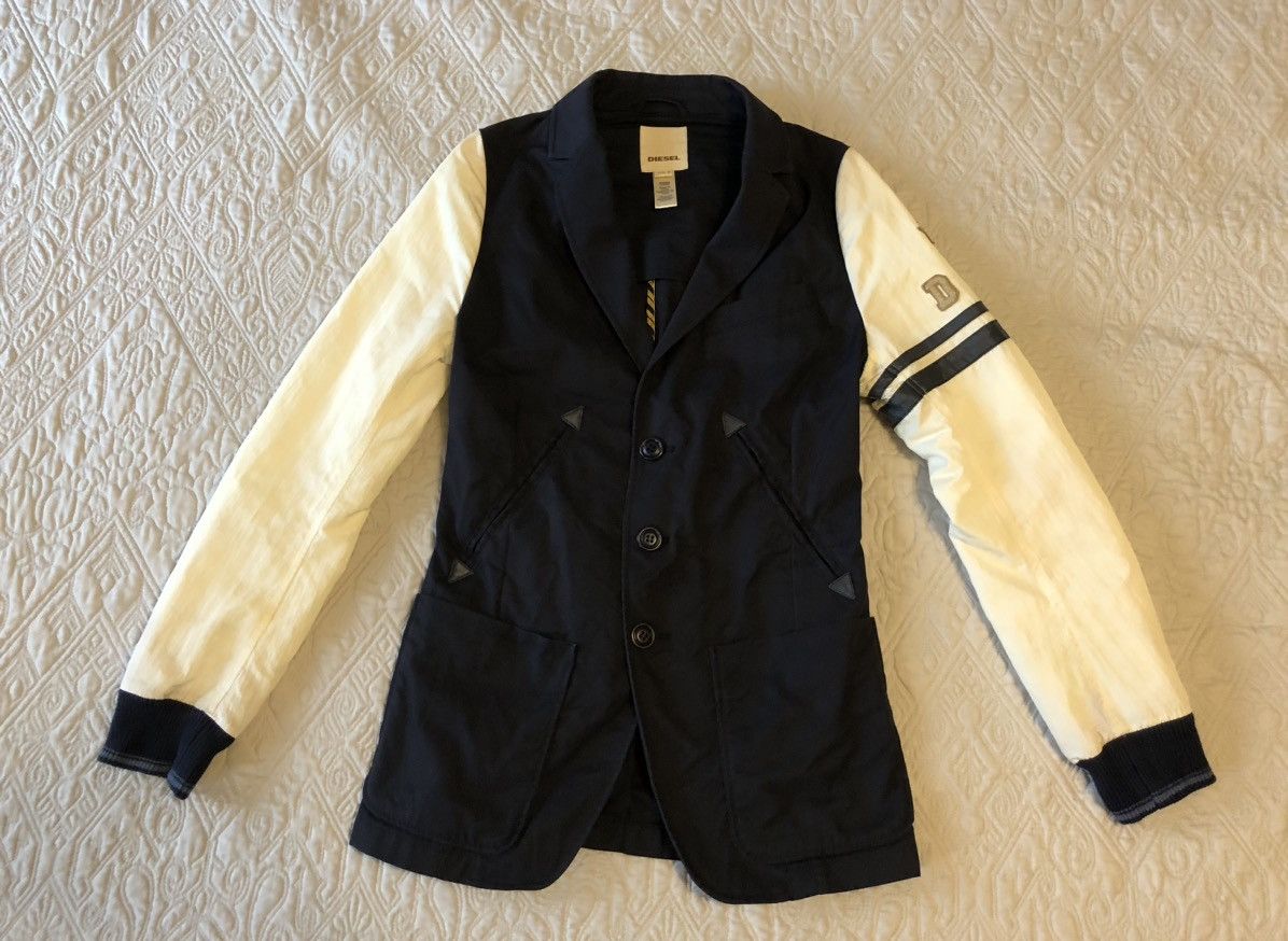 Diesel RARE VINTAGE DIESEL VARSTY JACKET BLAZER NAVY & WHITE DESIGN Size XS / US 0-2 / IT 36-38 - 1 Thumbnail