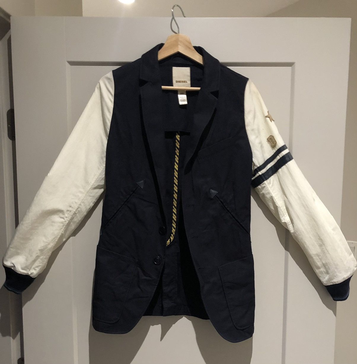 Diesel RARE VINTAGE DIESEL VARSTY JACKET BLAZER NAVY & WHITE DESIGN Size XS / US 0-2 / IT 36-38 - 2 Thumbnail