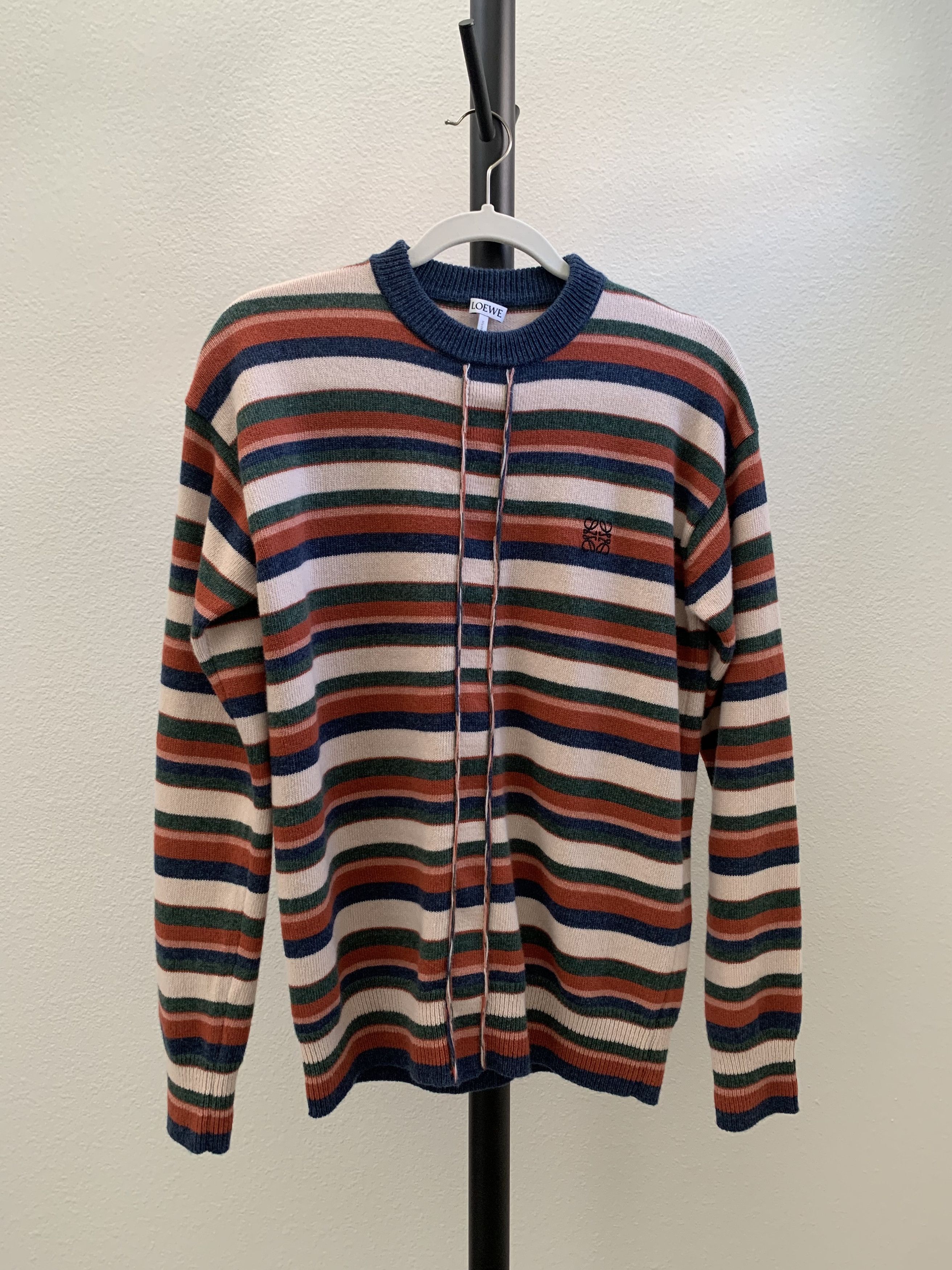 Anagram embroidered sweater in stripe cashmere