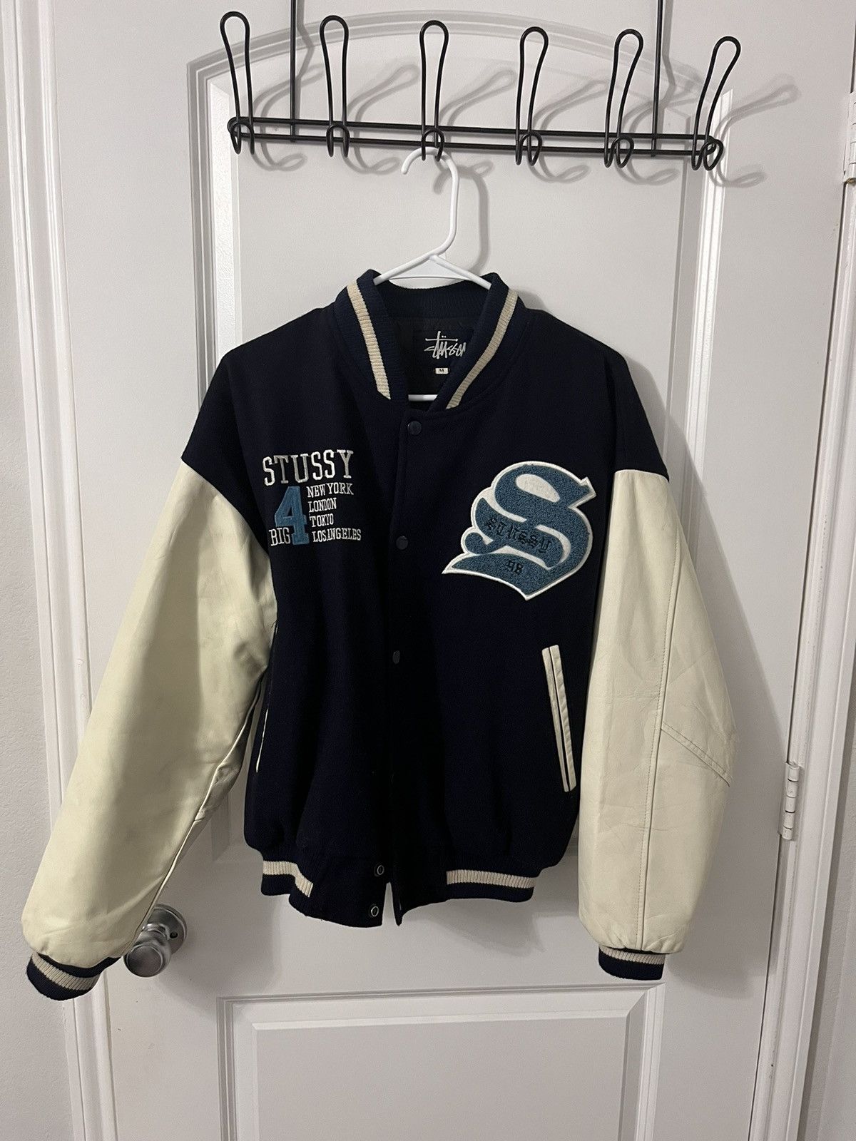 Stussy Stussy Big 4 Varsity Jacket Navy Size Medium | Grailed