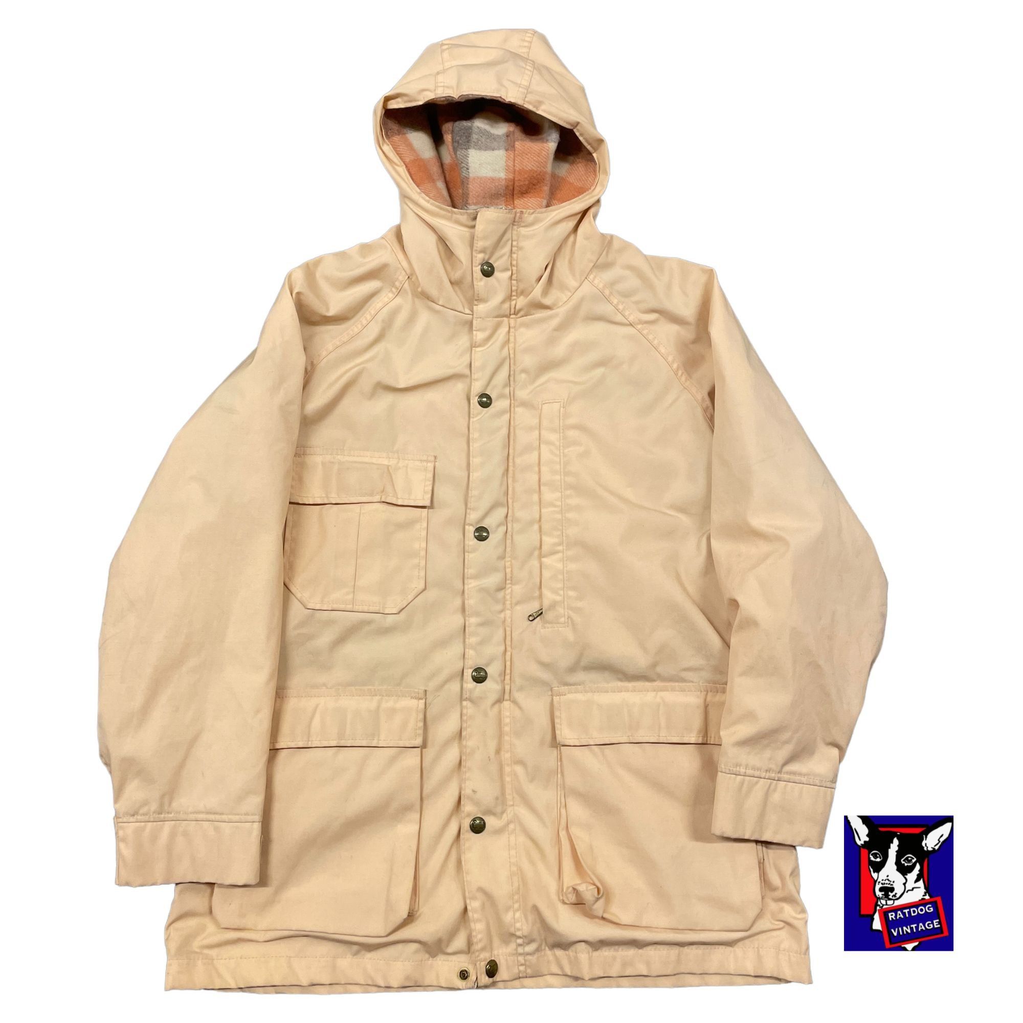 80s VTG Pink Nylon/Cotton 60 40 Woolrich Parka Zip Up Jacket