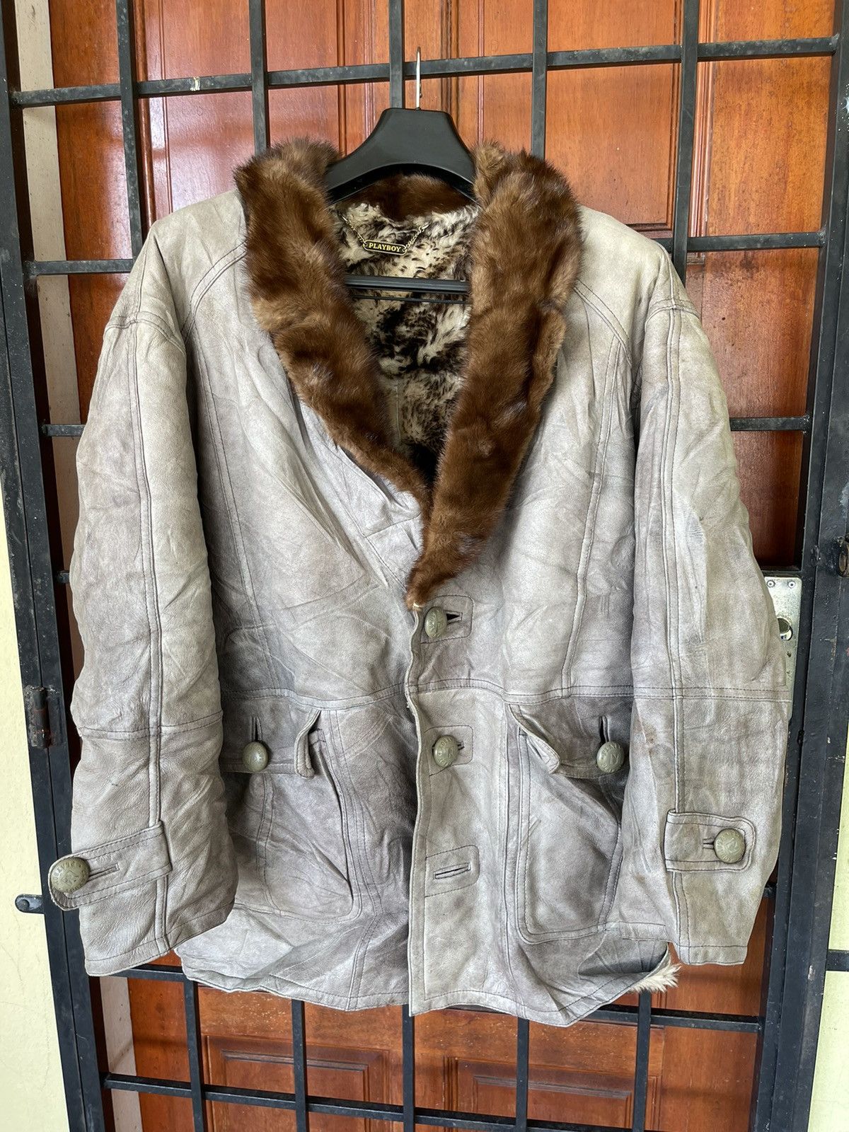 Rare❗️NICE LEATHER JACKET OF PLAYBOY