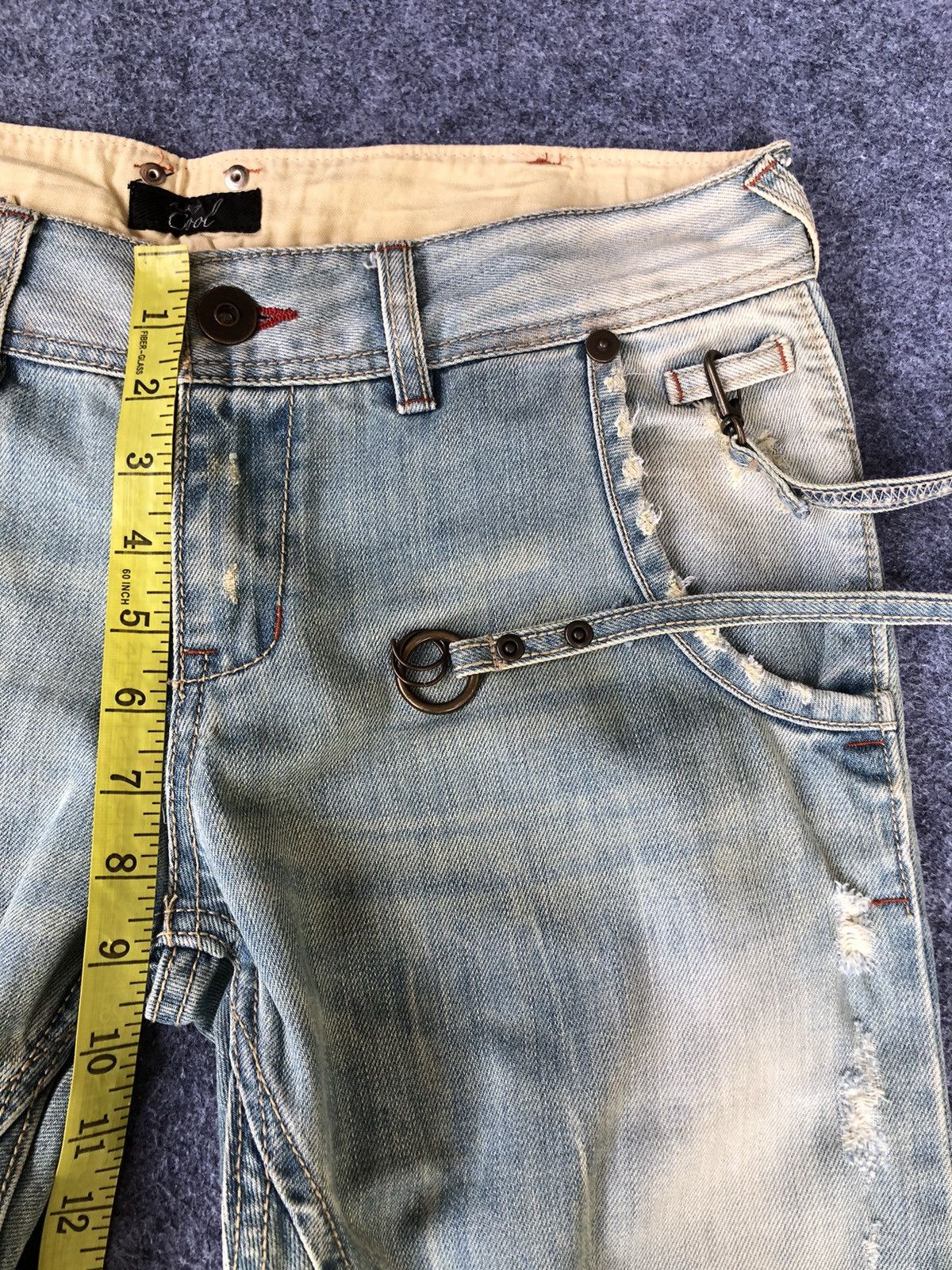 If Six Was Nine Vintage 90s🔥ANNA KERRY🔥Distressed Light Wash Hybrid Denim Size US 33 - 6 Thumbnail