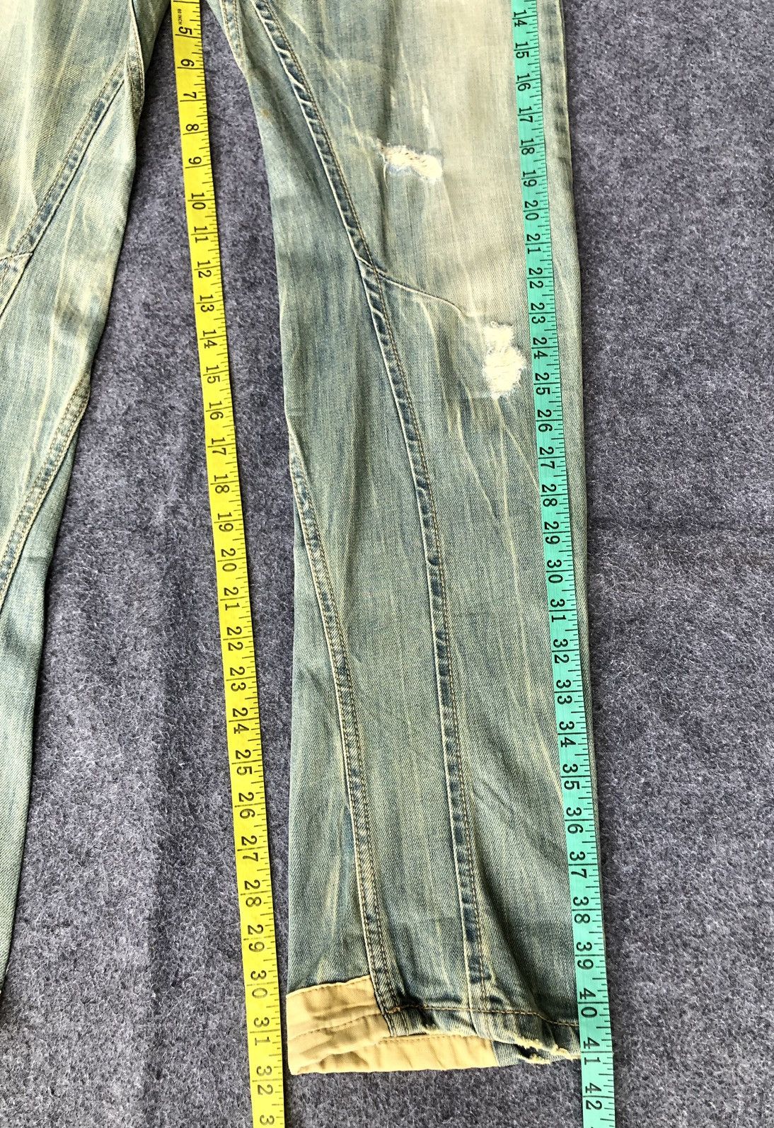 If Six Was Nine Vintage 90s🔥ANNA KERRY🔥Distressed Light Wash Hybrid Denim Size US 33 - 4 Thumbnail