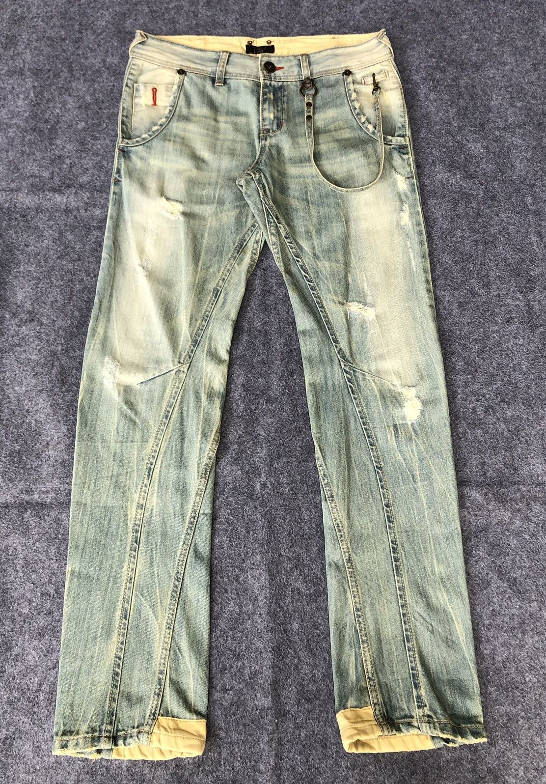 If Six Was Nine Vintage 90s🔥ANNA KERRY🔥Distressed Light Wash Hybrid Denim Size US 33 - 1 Thumbnail