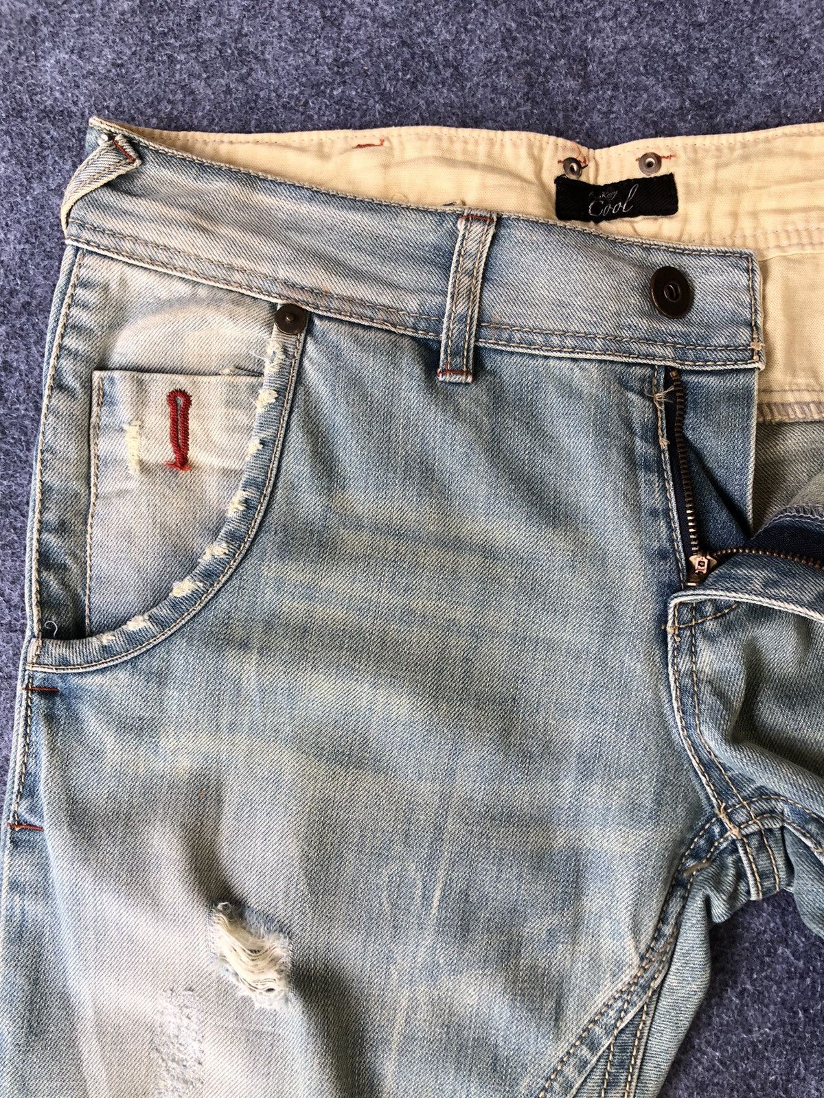 If Six Was Nine Vintage 90s🔥ANNA KERRY🔥Distressed Light Wash Hybrid Denim Size US 33 - 7 Thumbnail