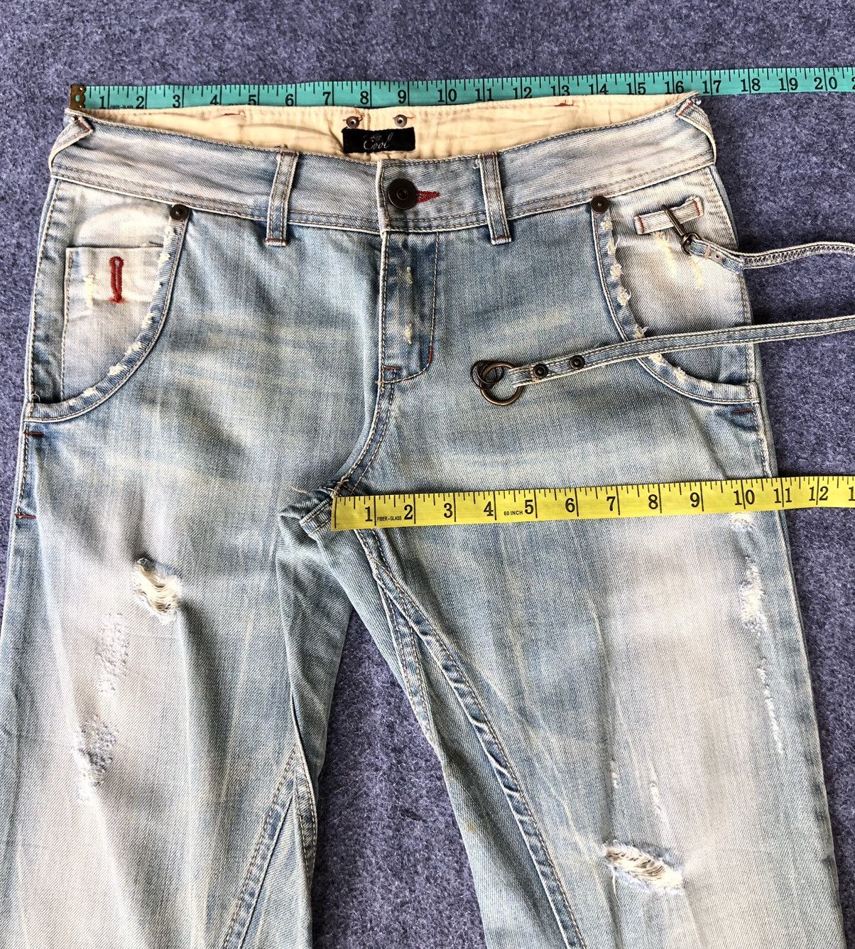 If Six Was Nine Vintage 90s🔥ANNA KERRY🔥Distressed Light Wash Hybrid Denim Size US 33 - 5 Thumbnail