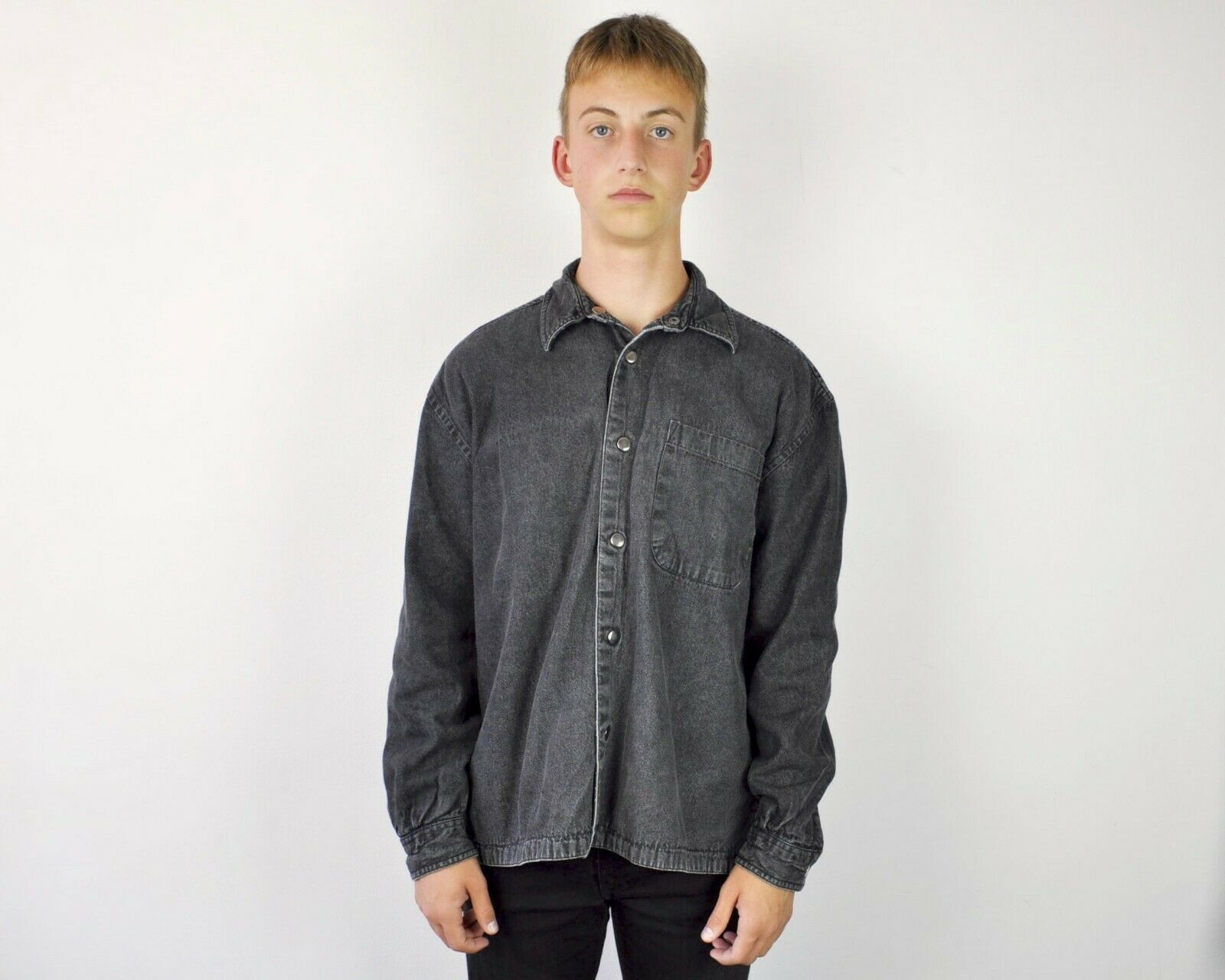 Vintage 100% Cotton Reversible 2in1 Shirt M Solid Snap Button Up Size US M / EU 48-50 / 2 - 4 Thumbnail